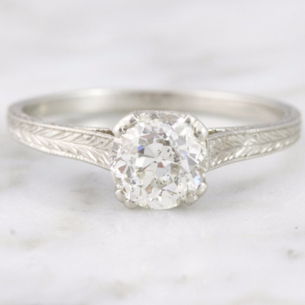 Edwardian Platinum Solitaire Diamond Engagement Ring | Cecilia - Victor Barbone