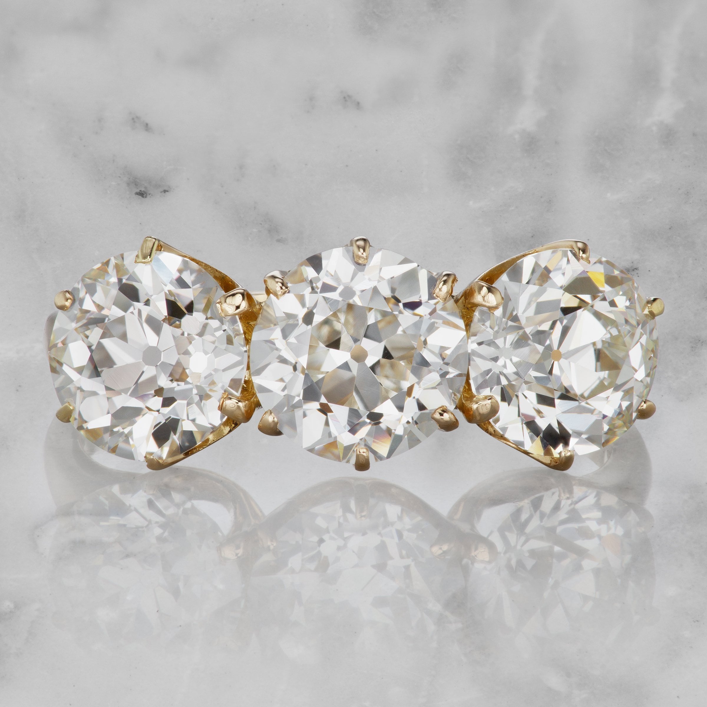 3 Stone Old European Cut Engagement Ring Circa 1930 | Victor Barbone