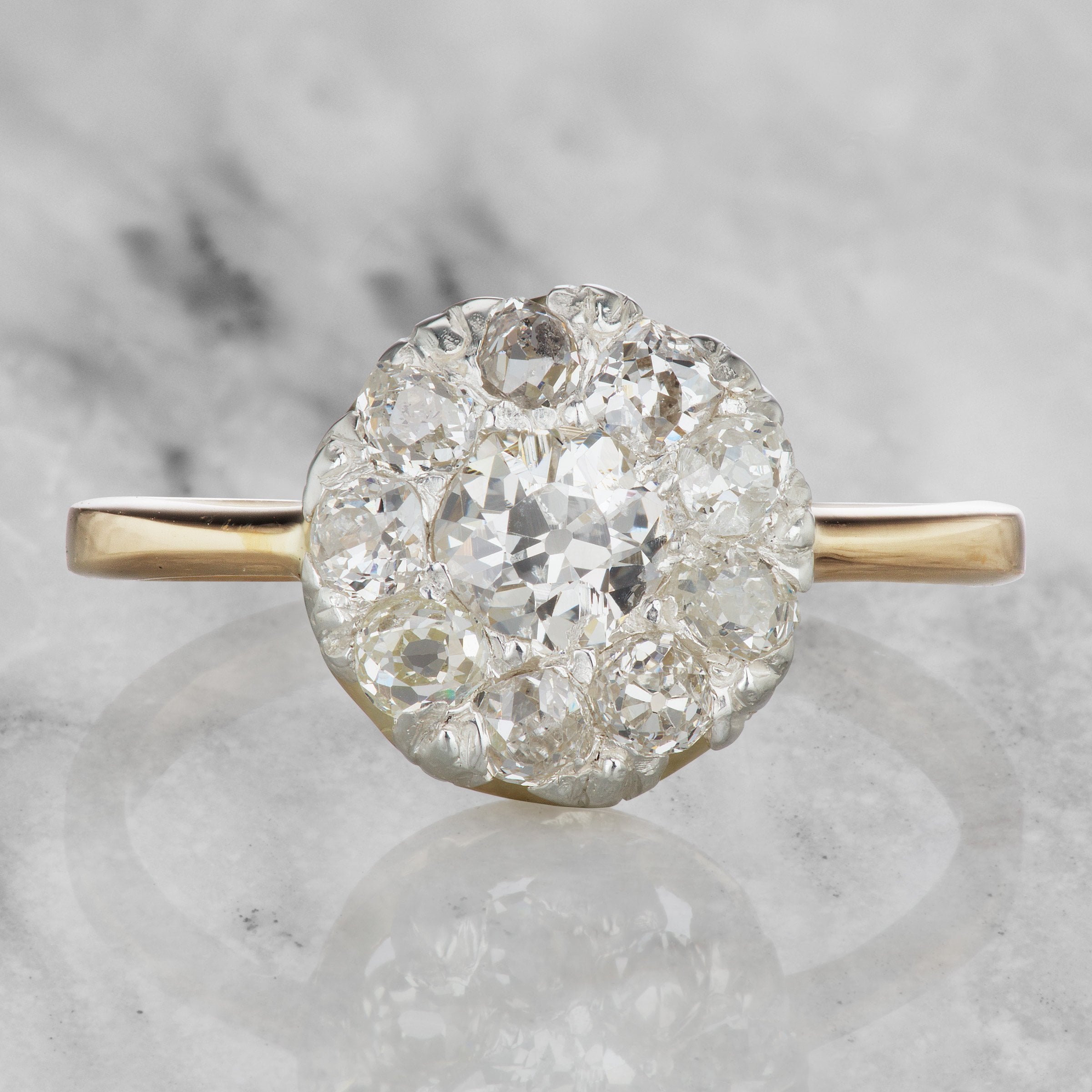 Round Cluster Diamond Engagement Ring Circa 1910 | Victor Barbone