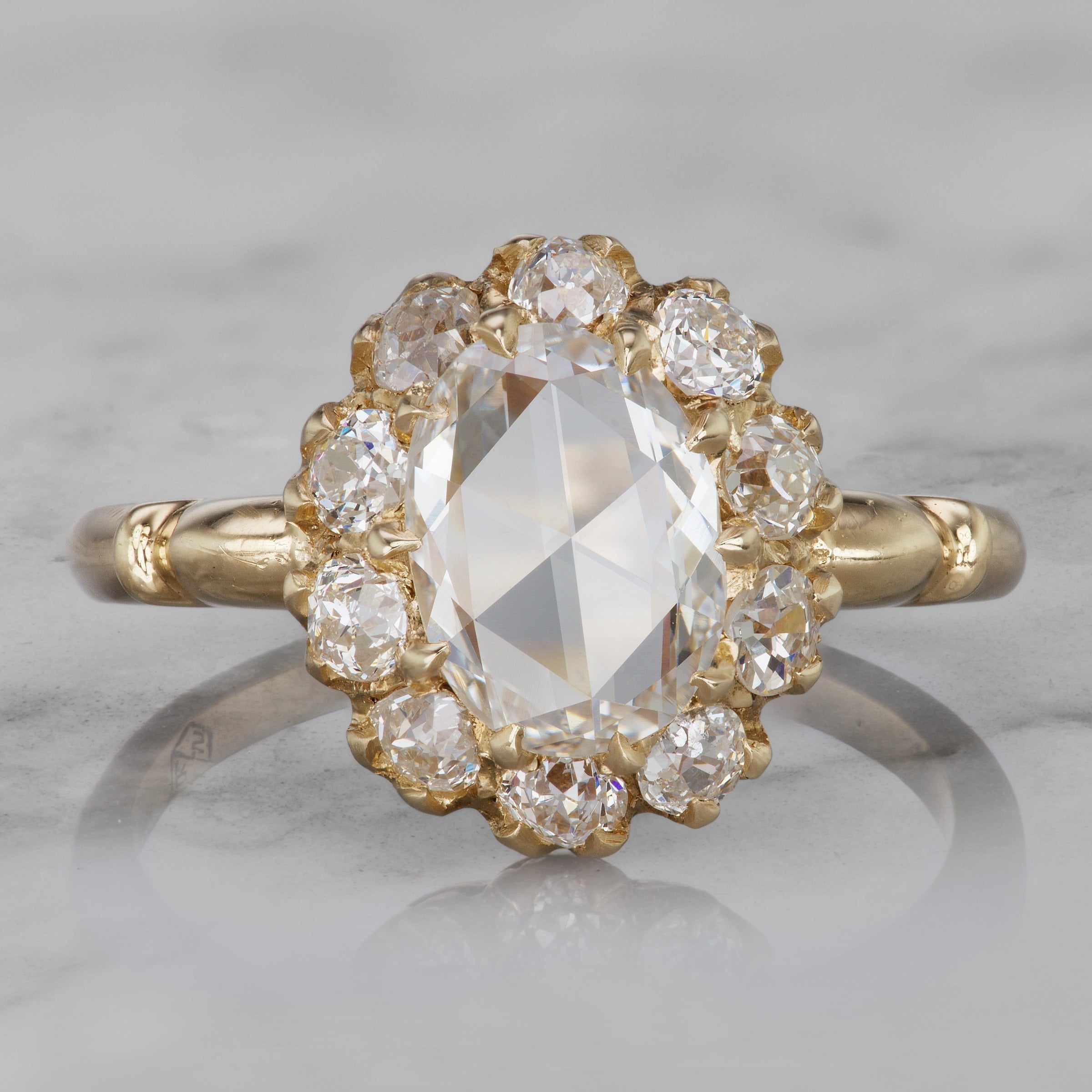 1 Carat Oval Halo Engagement Ring Circa 1905 | Victor Barbone