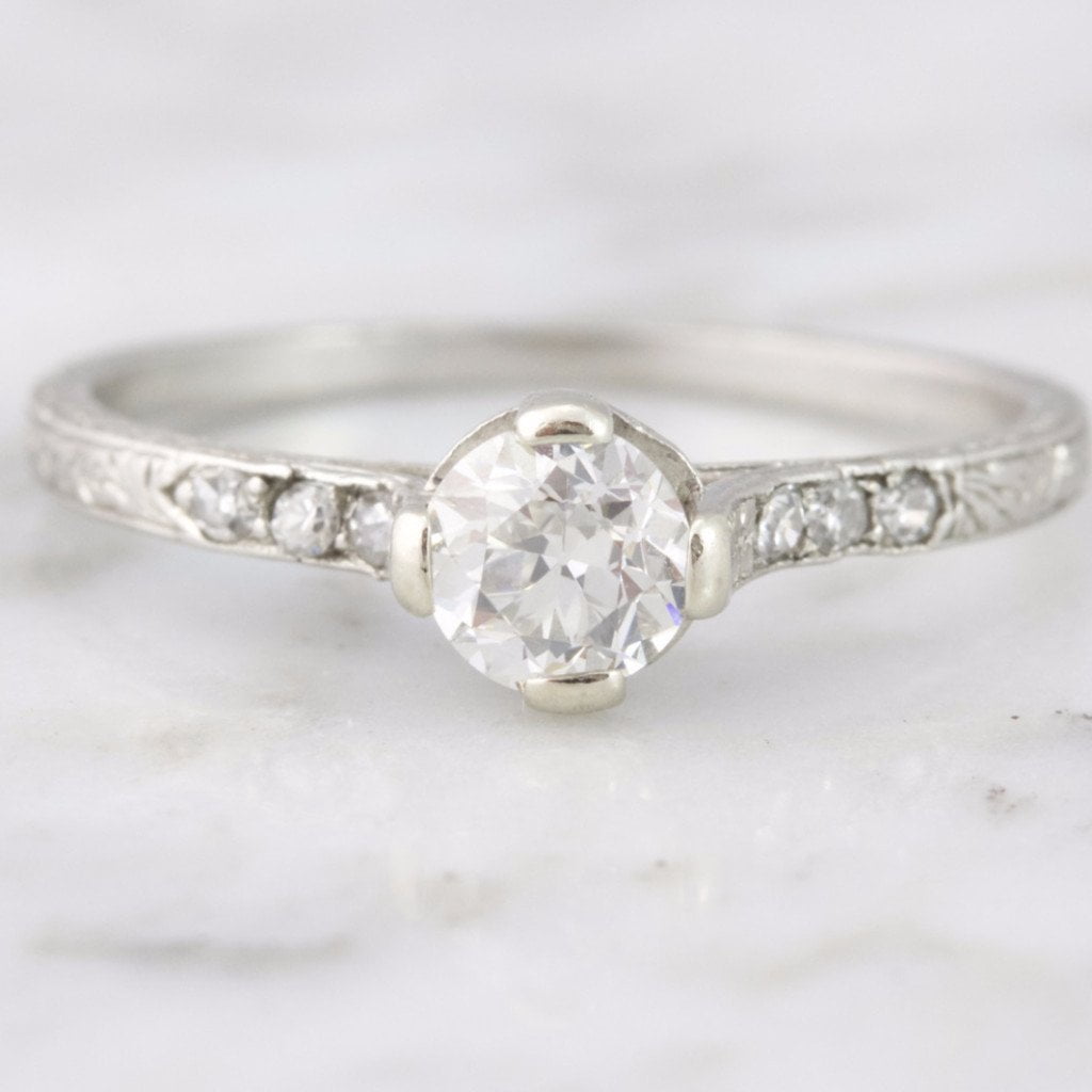 Art Deco Diamond Engagement Ring - Platinum Band | Victor Barbone