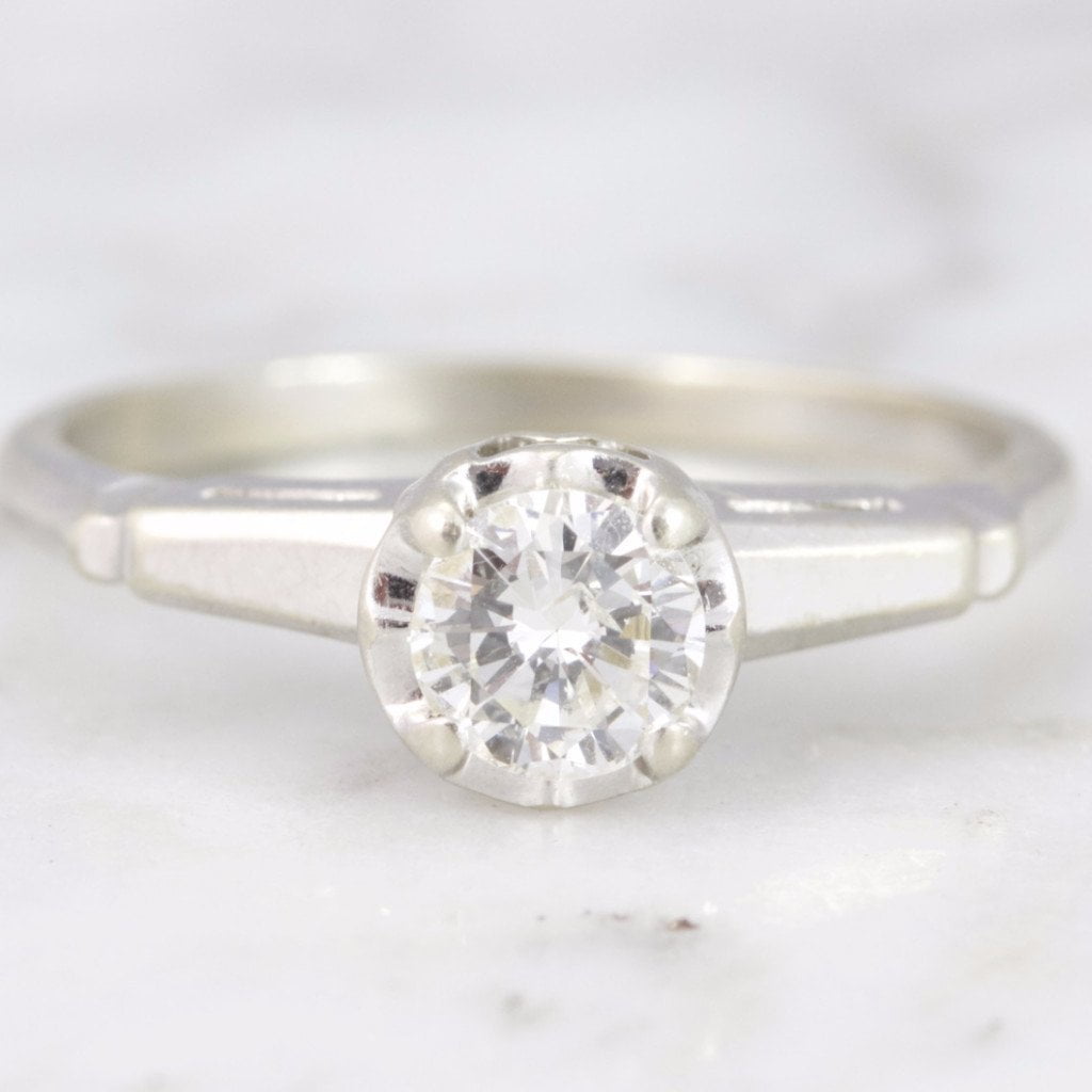 Art Deco Round Diamond Engagement Ring | Marni - Victor Barbone