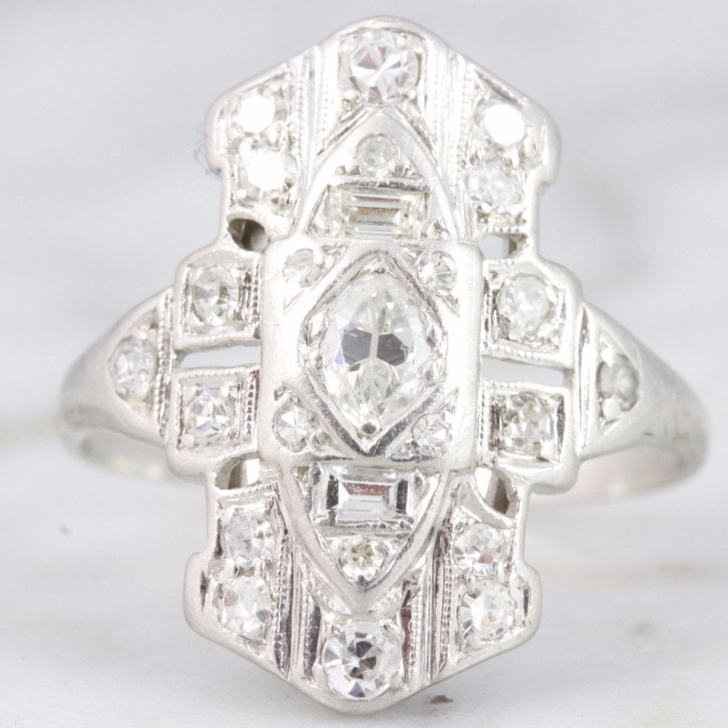 Navette Engagement Ring - Art Deco | Victor Barbone