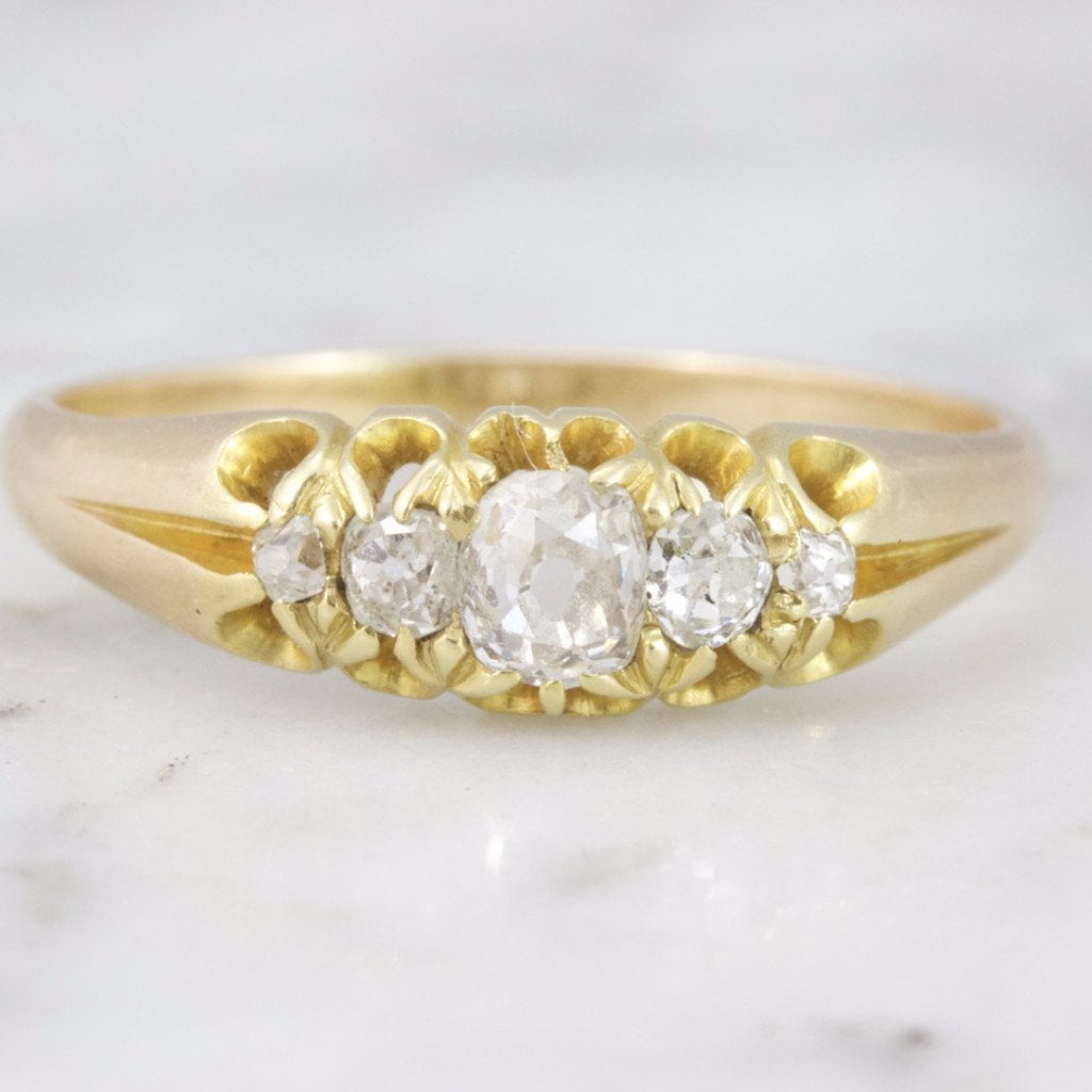 Victorian 5 Stone Diamond Engagement Ring | Leona - Victor Barbone