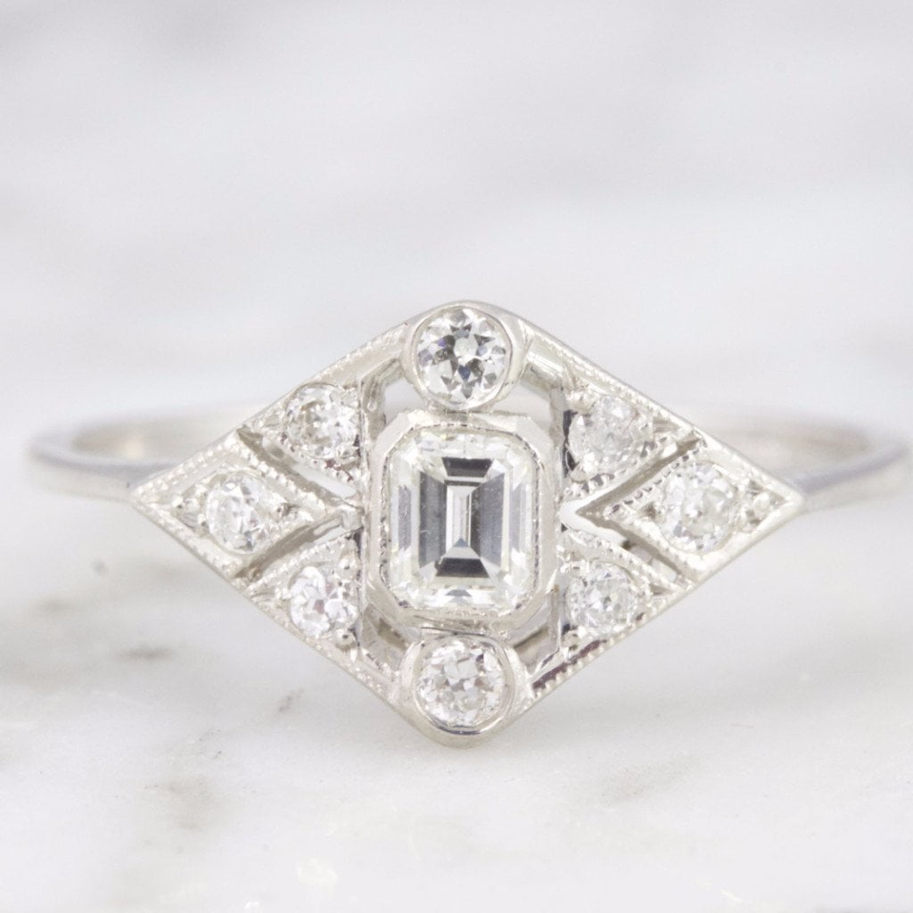 Emerald Cut Diamond Art Deco Engagement Ring | Debbie - Victor Barbone