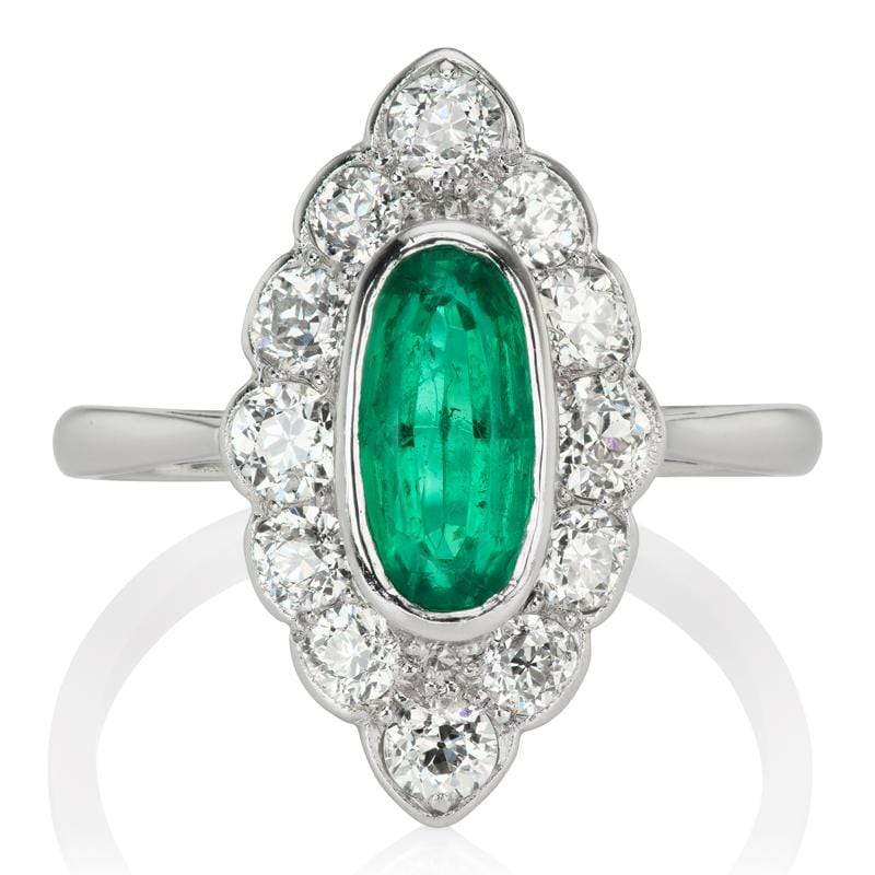 Oval Emerald & Diamond Halo Engagement Ring | Victor Barbone