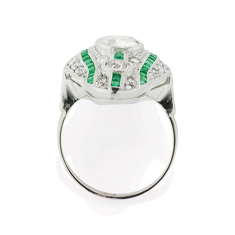 Unique Vertical Set Diamond & Emerald Cocktail Ring | Victor Barbone