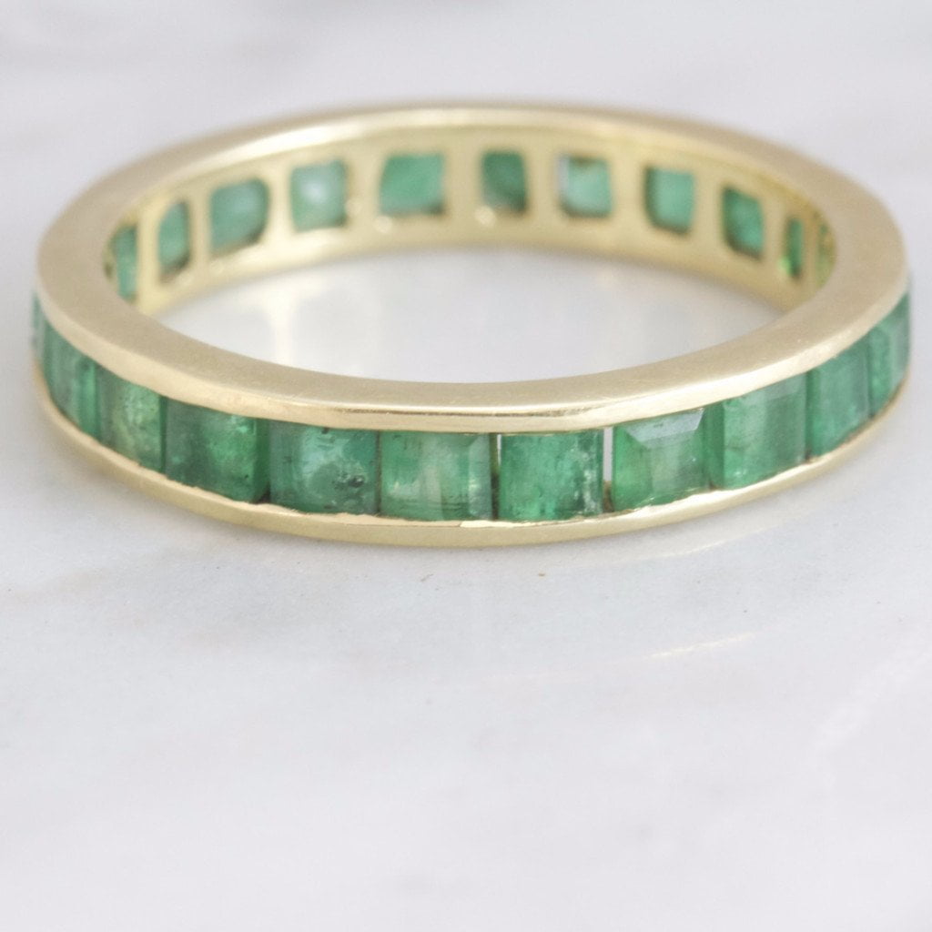 Vintage Emerald and Yellow Gold Eternity Band | Whitney - Victor Barbone