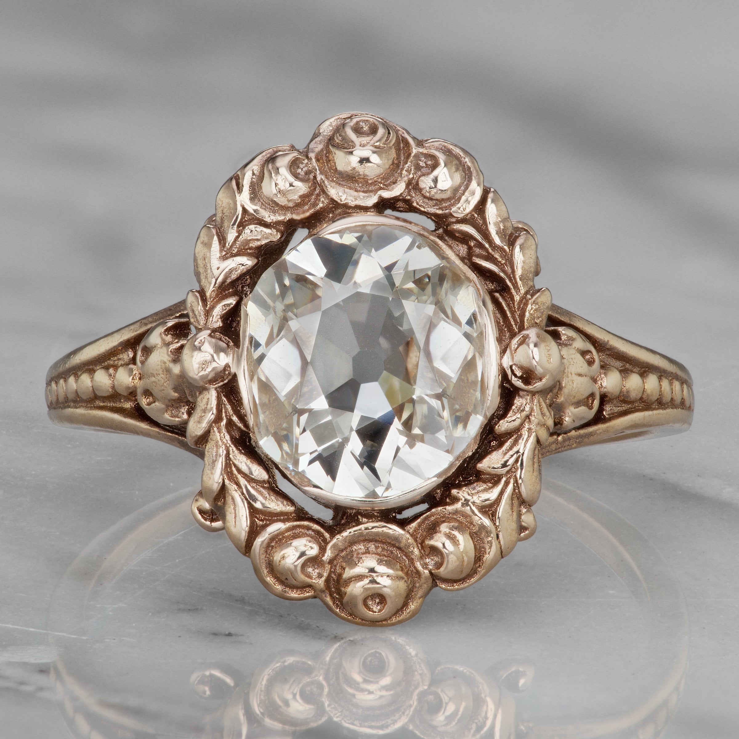 Wreath Engagement Ring - 1.25 Ct Old Mine Cut Diamond | Victor Barbone