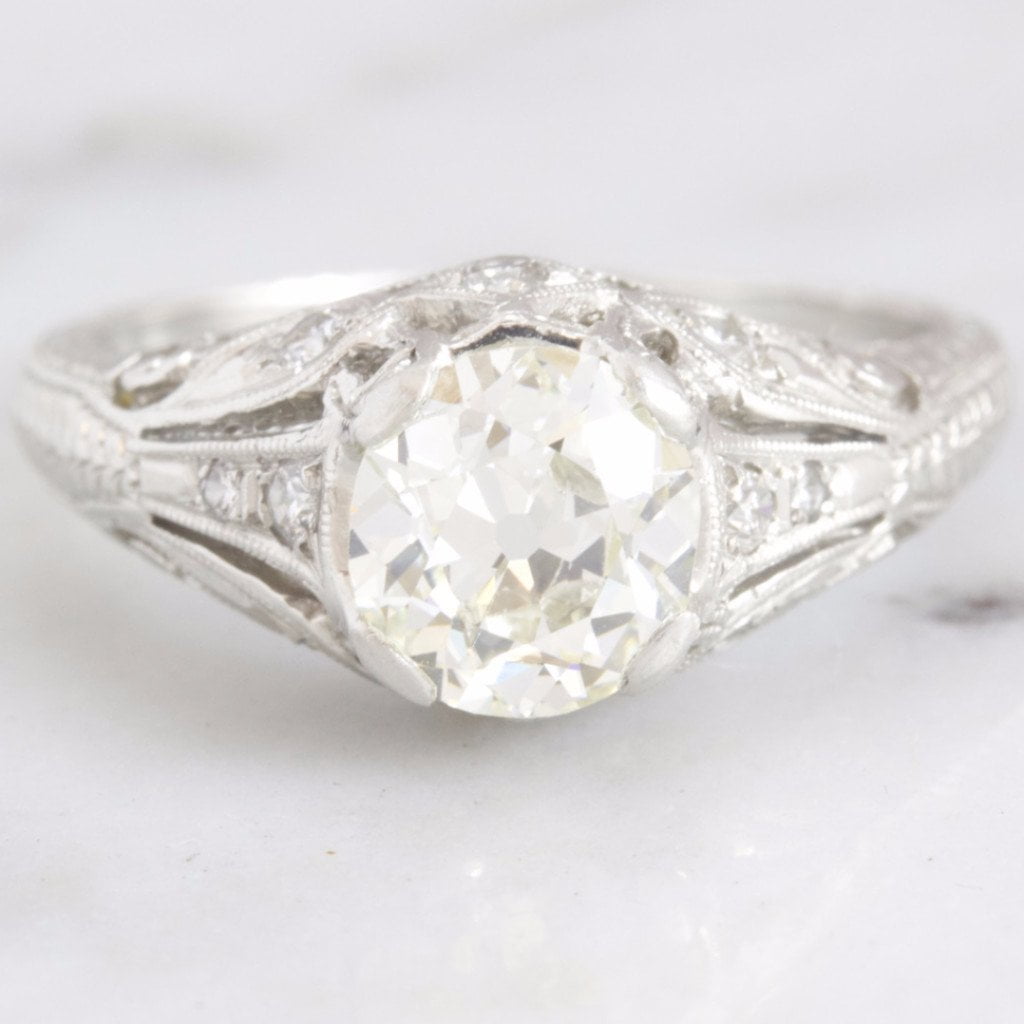 Edwardian Diamond and Platinum Engagement Ring | Alexa - Victor Barbone