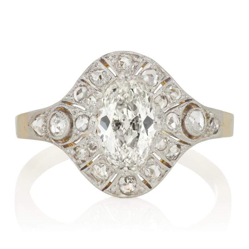 Vintage Moval Cut Diamond Engagement Ring | Victor Barbone