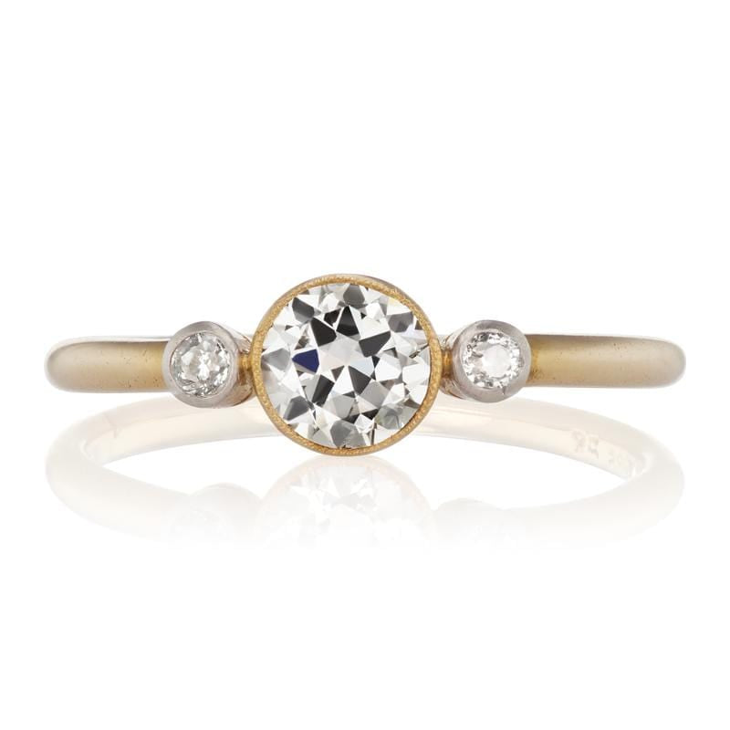 Three Stone Bezel Set Engagement Ring Circa 1915 | Victor Barbone