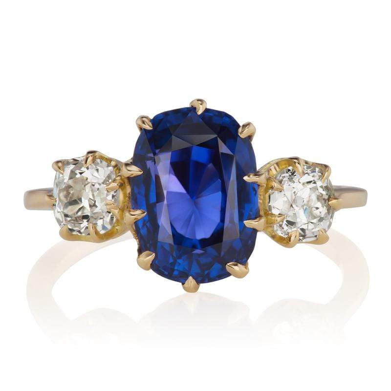 Sapphire & Diamond Three Stone Engagement Ring