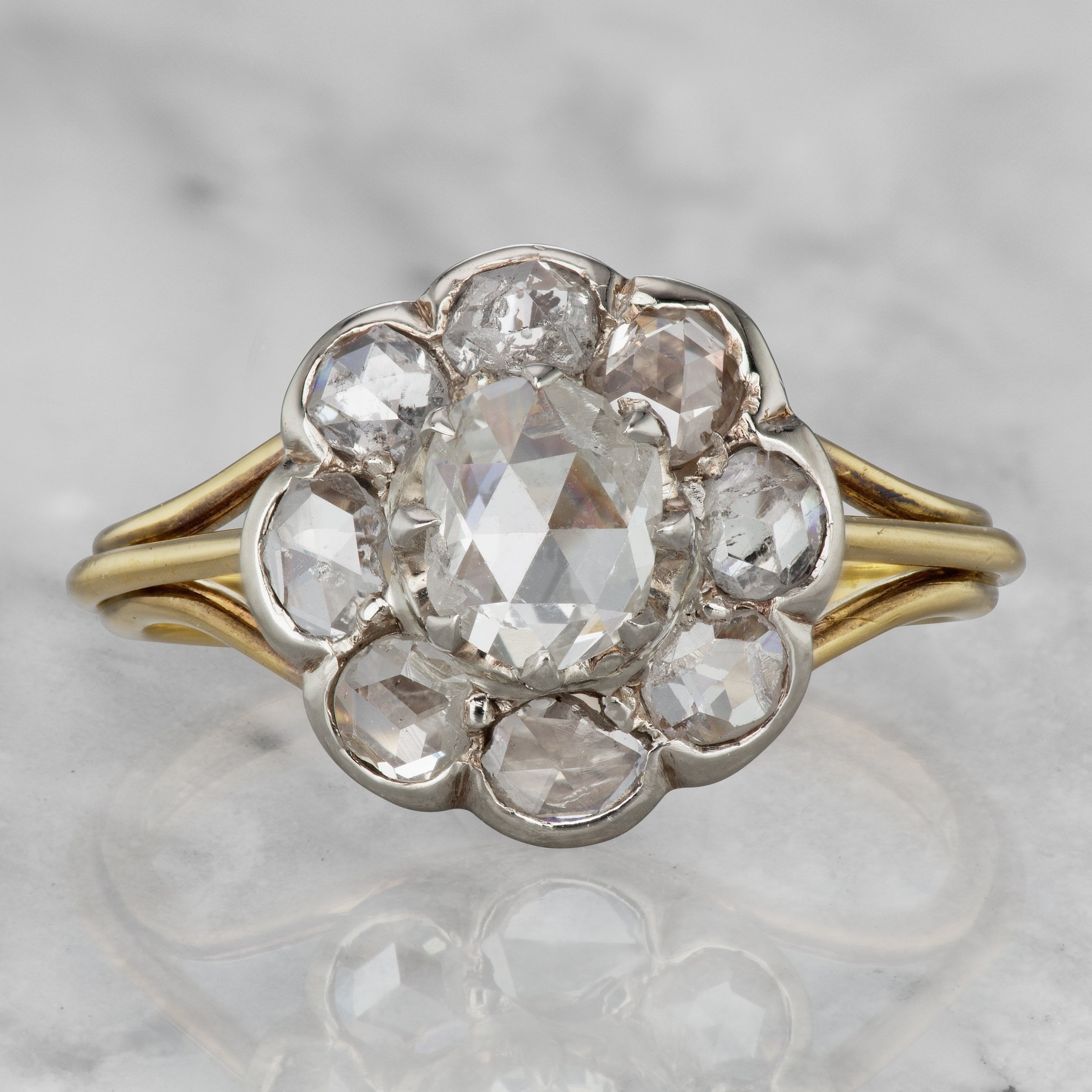 Vintage Floral Halo Engagement Ring | Victor Barbone