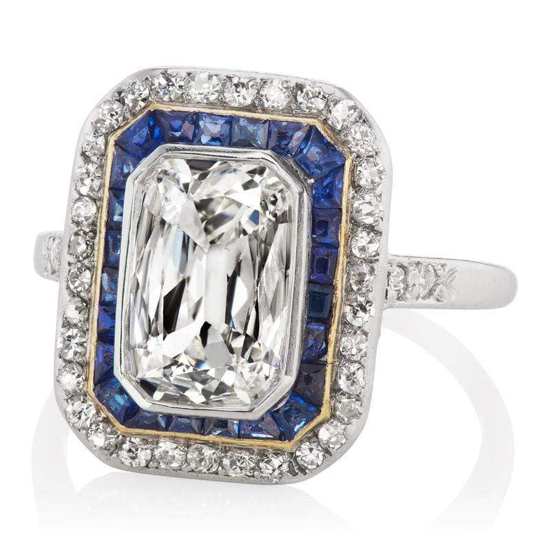 1.64ct antique cushion diamond diamond engagement ring with gemstone