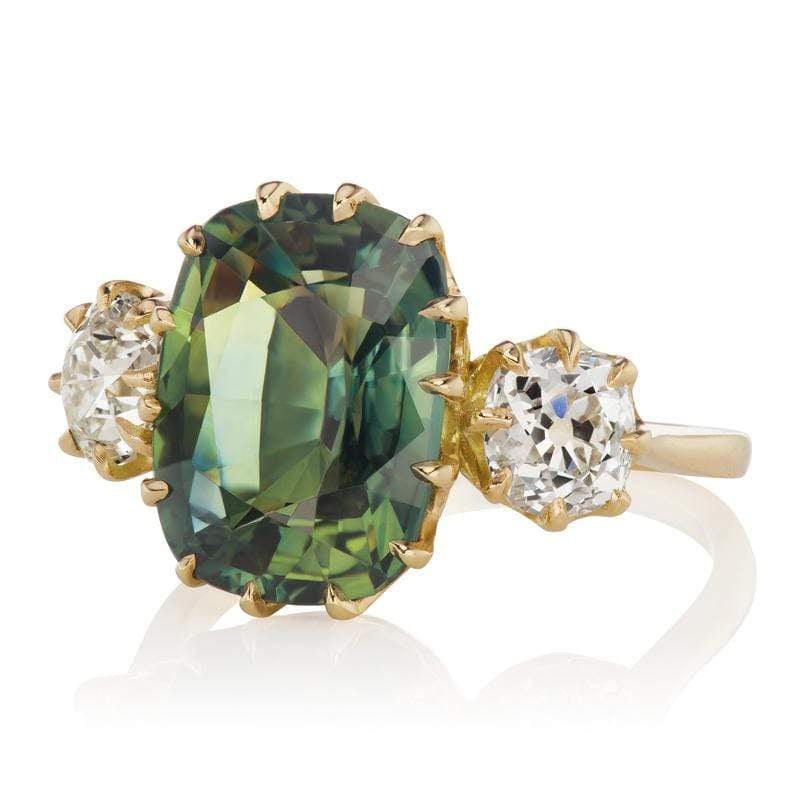 5.59ct no-heat Green Sapphire engagement ring