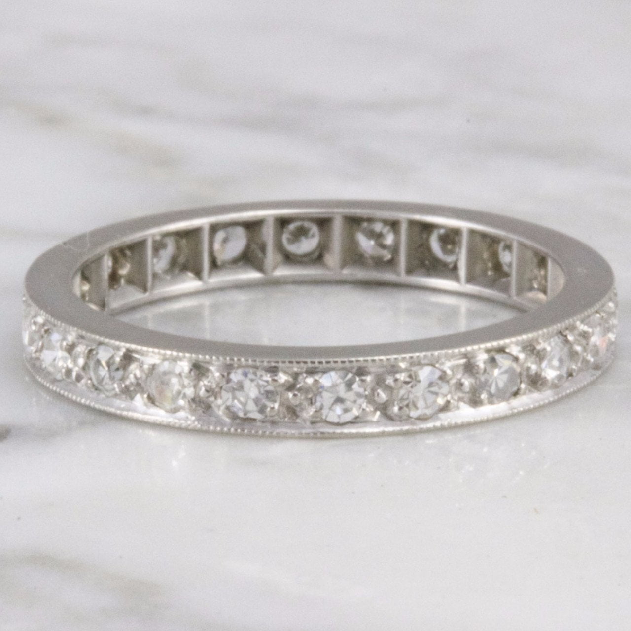 Edwardian Platinum & Diamond Wedding Ring Circa 1915 | Victor Barbone