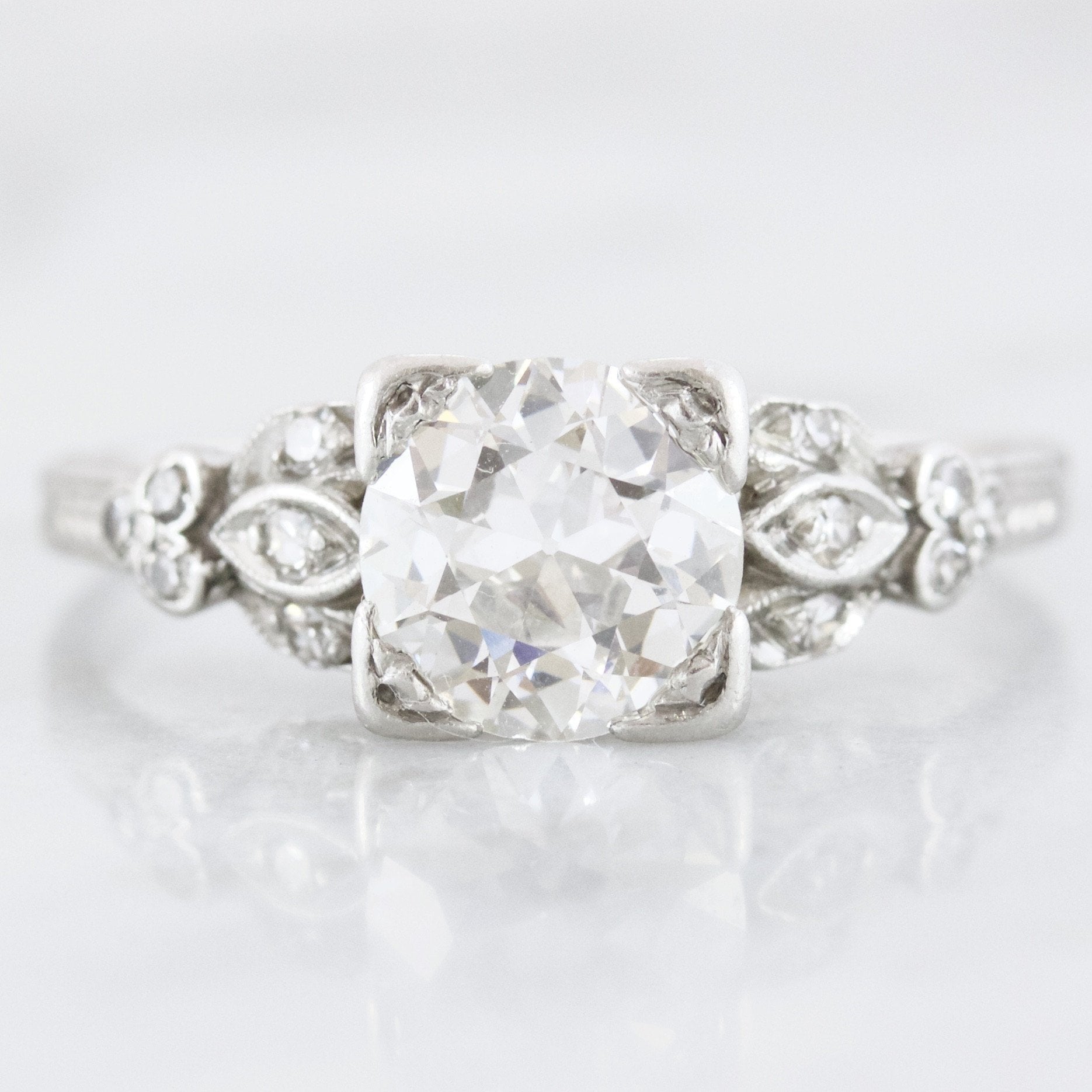 Edwardian Old European Cut Diamond and Platinum Ring | Sophie - Victor Barbone Jewelry
