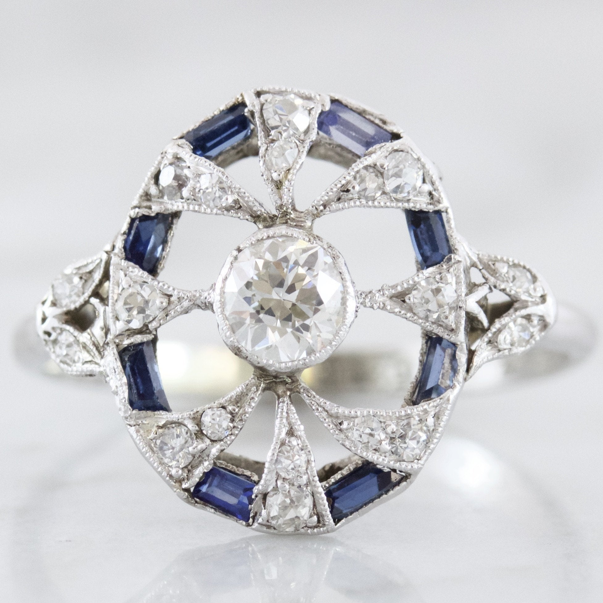 Edwardian Diamond and Sapphire Ring | Victor Barbone