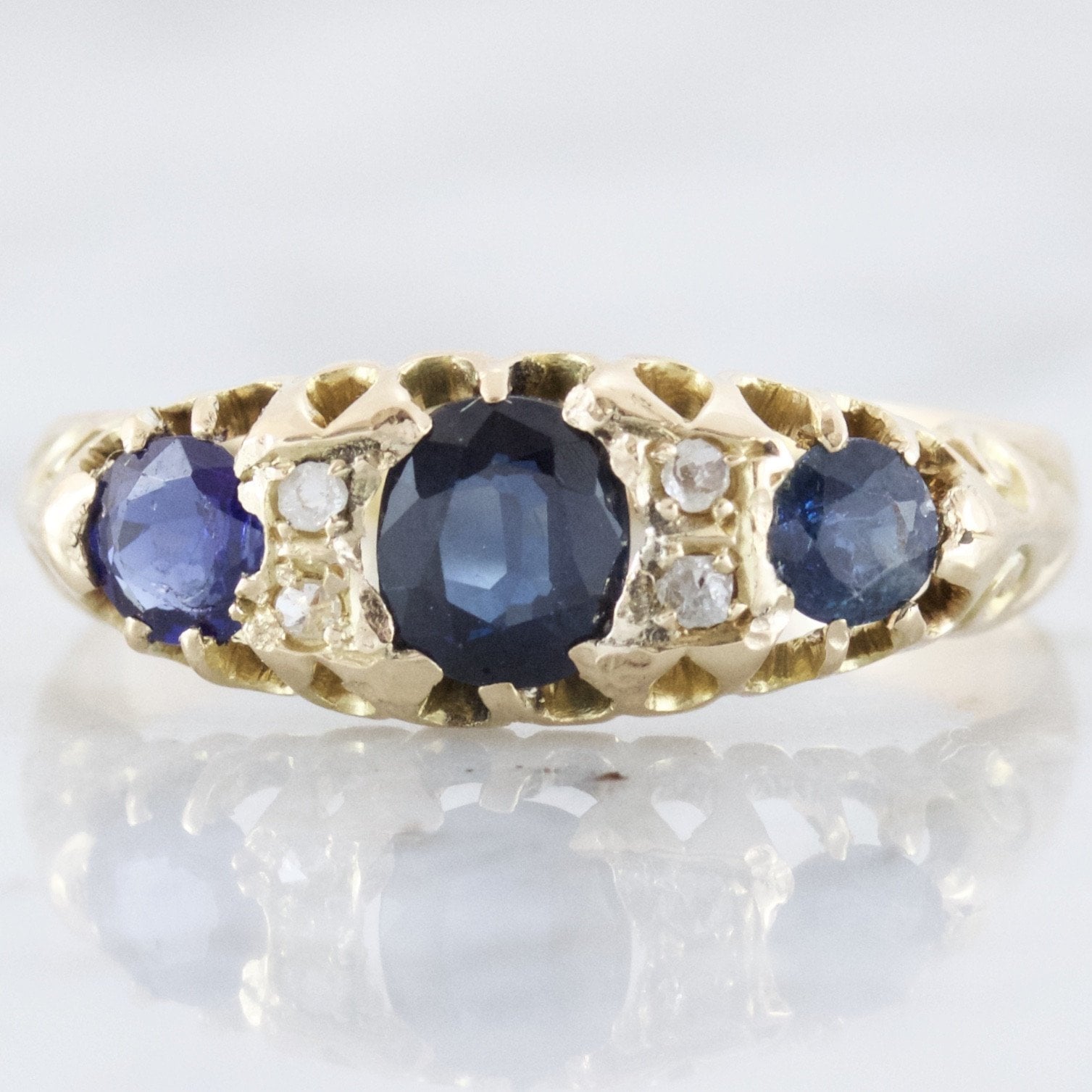 Antique Diamond and Sapphire Engagement Ring - Gold | Victor Barbone