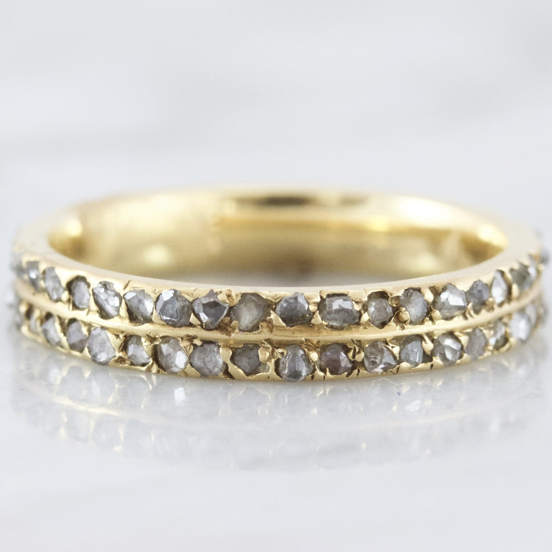 Rose Cut Diamond Yellow Gold Eternity Band | Justine - Victor Barbone Jewelry