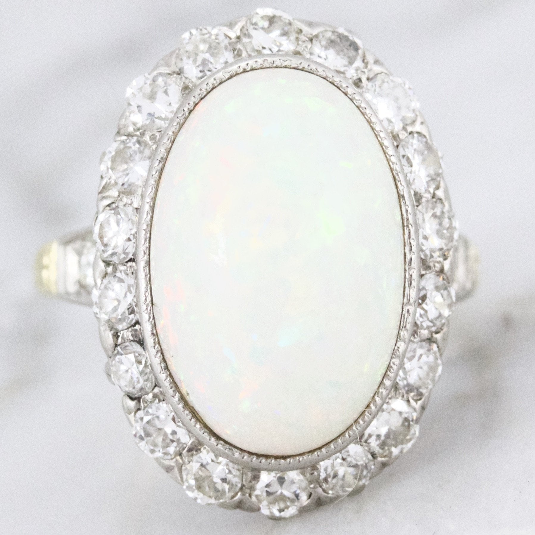 Antique Opal and Diamond Engagement Ring | Madison - Victor Barbone Jewelry