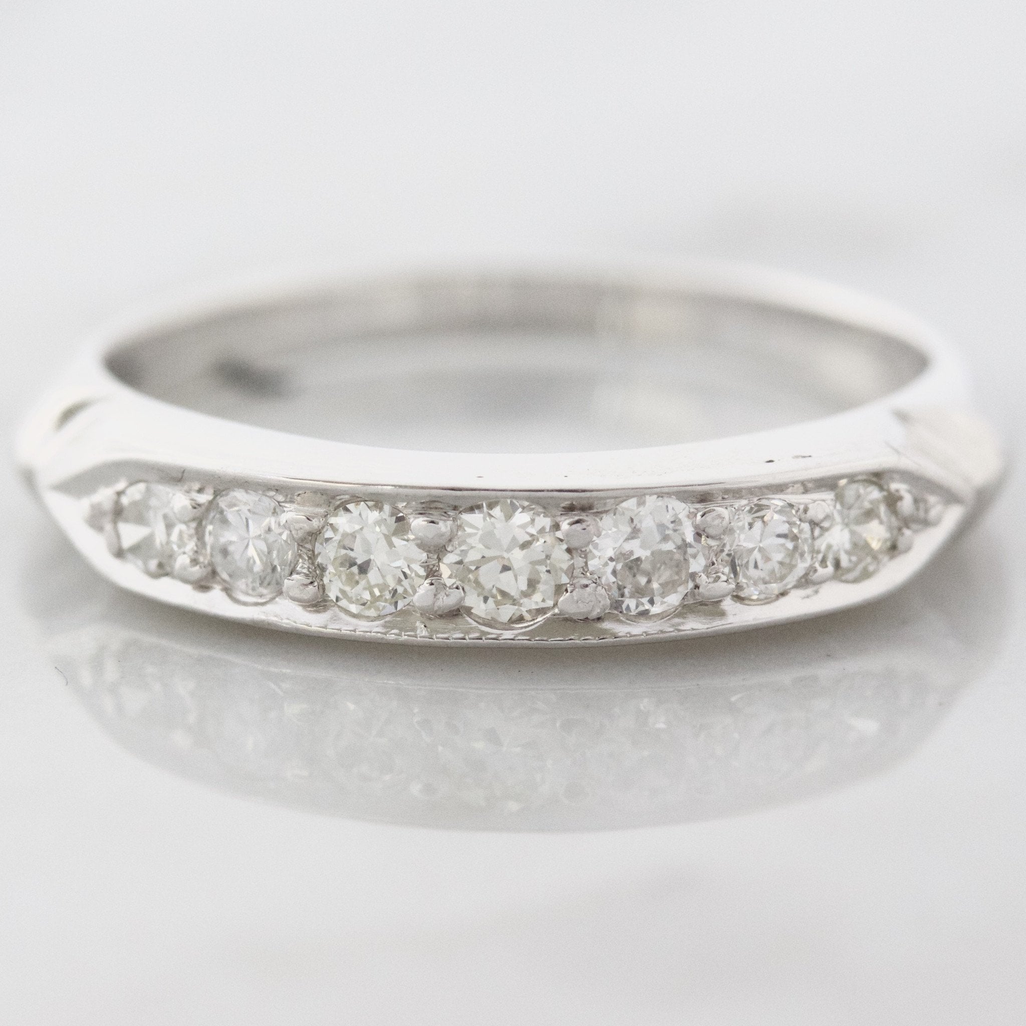 1950s Diamond & Platinum Wedding Ring | Victor Barbone