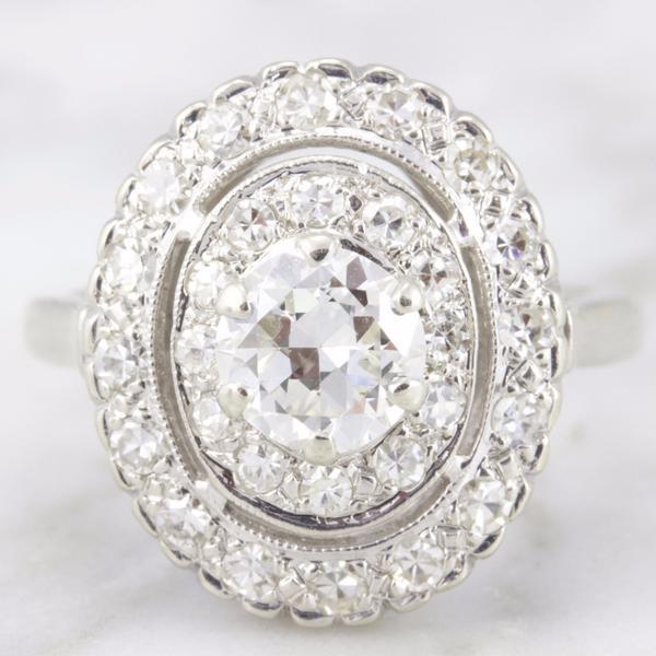 Edwardian Double Halo Diamond Engagement Ring | Lianne - Victor Barbone