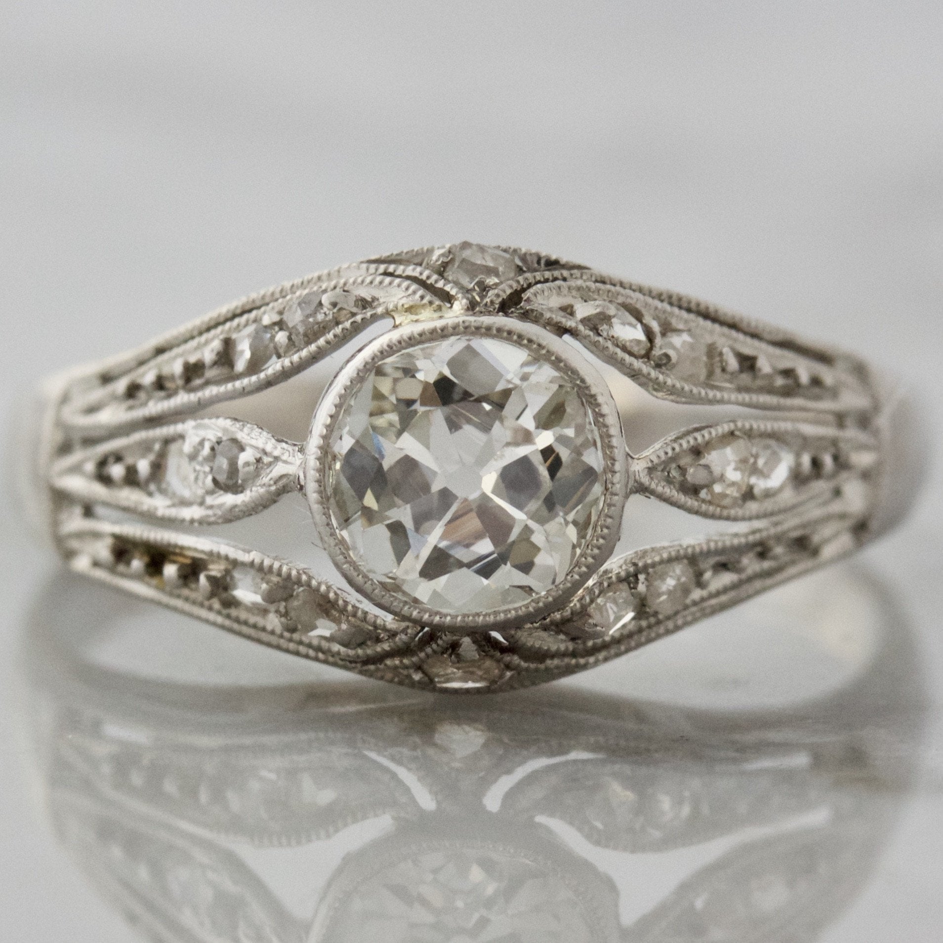 Vintage Bezel Set Diamond Engagement Ring | Demi - Victor Barbone Jewelry
