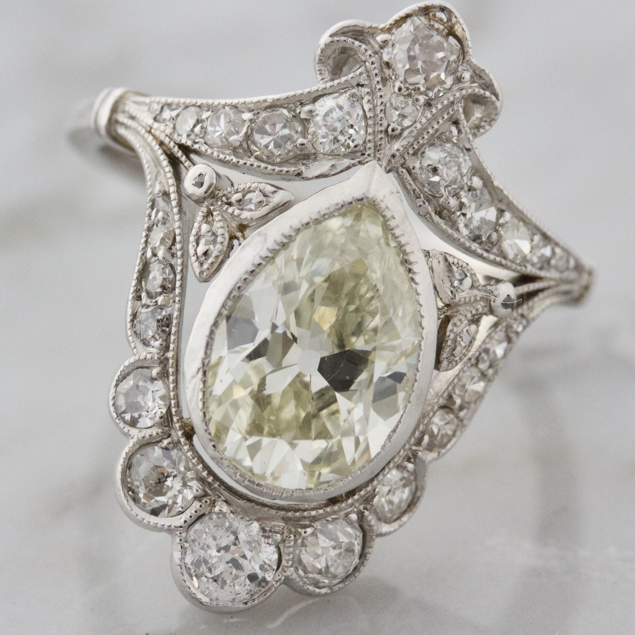 Antique Pear Cut Diamond Engagement Ring Circa 1910 | Victor Barbone