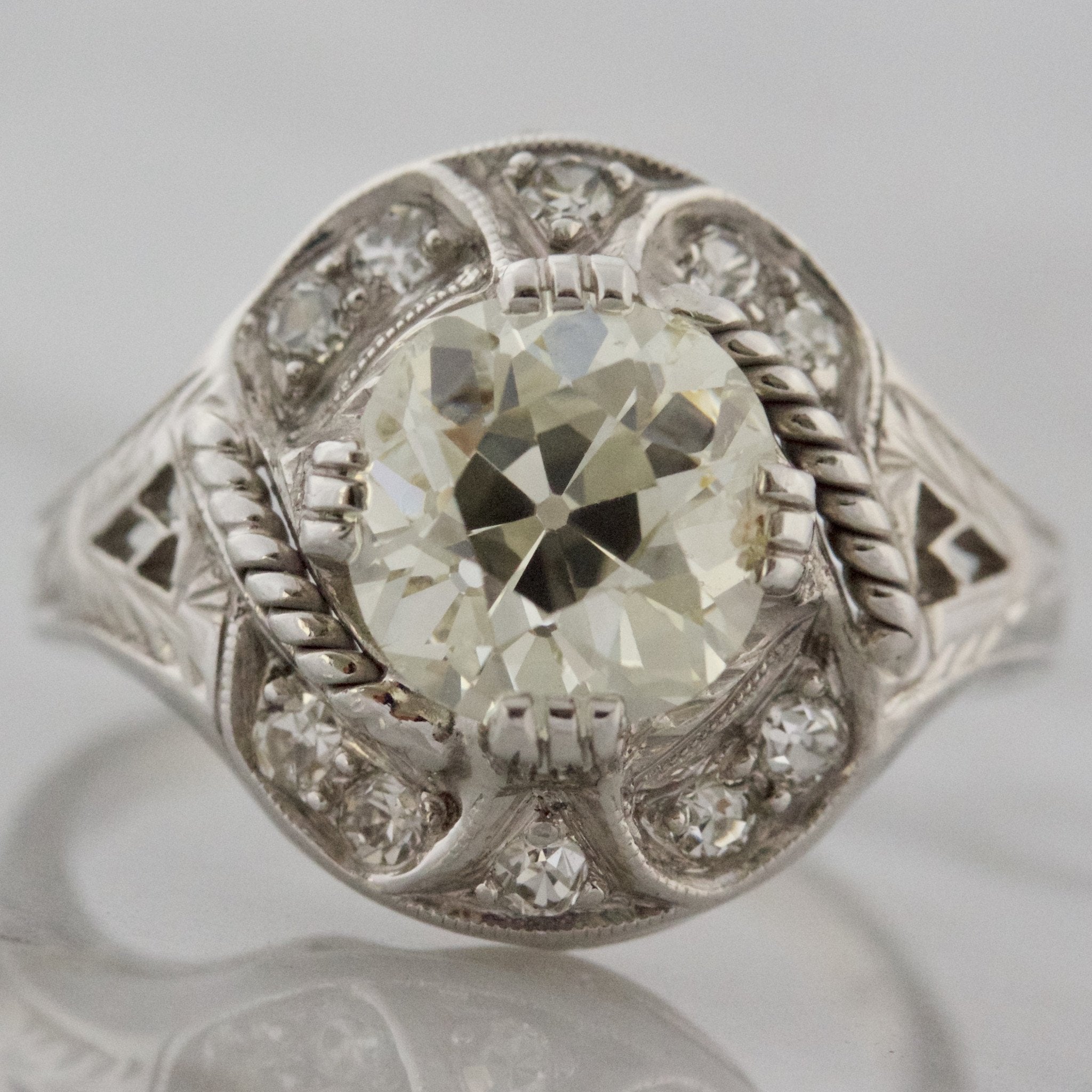 Vintage Engagement Ring With Intricate Metal Work | Victor Barbone