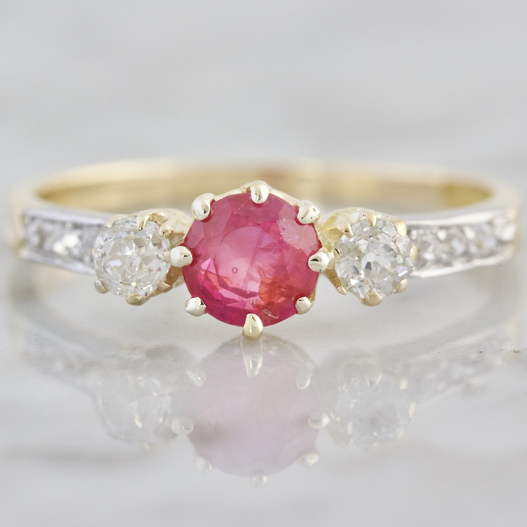Antique Ruby & Diamond Engagement Ring Circa 1910 | Victor Barbone