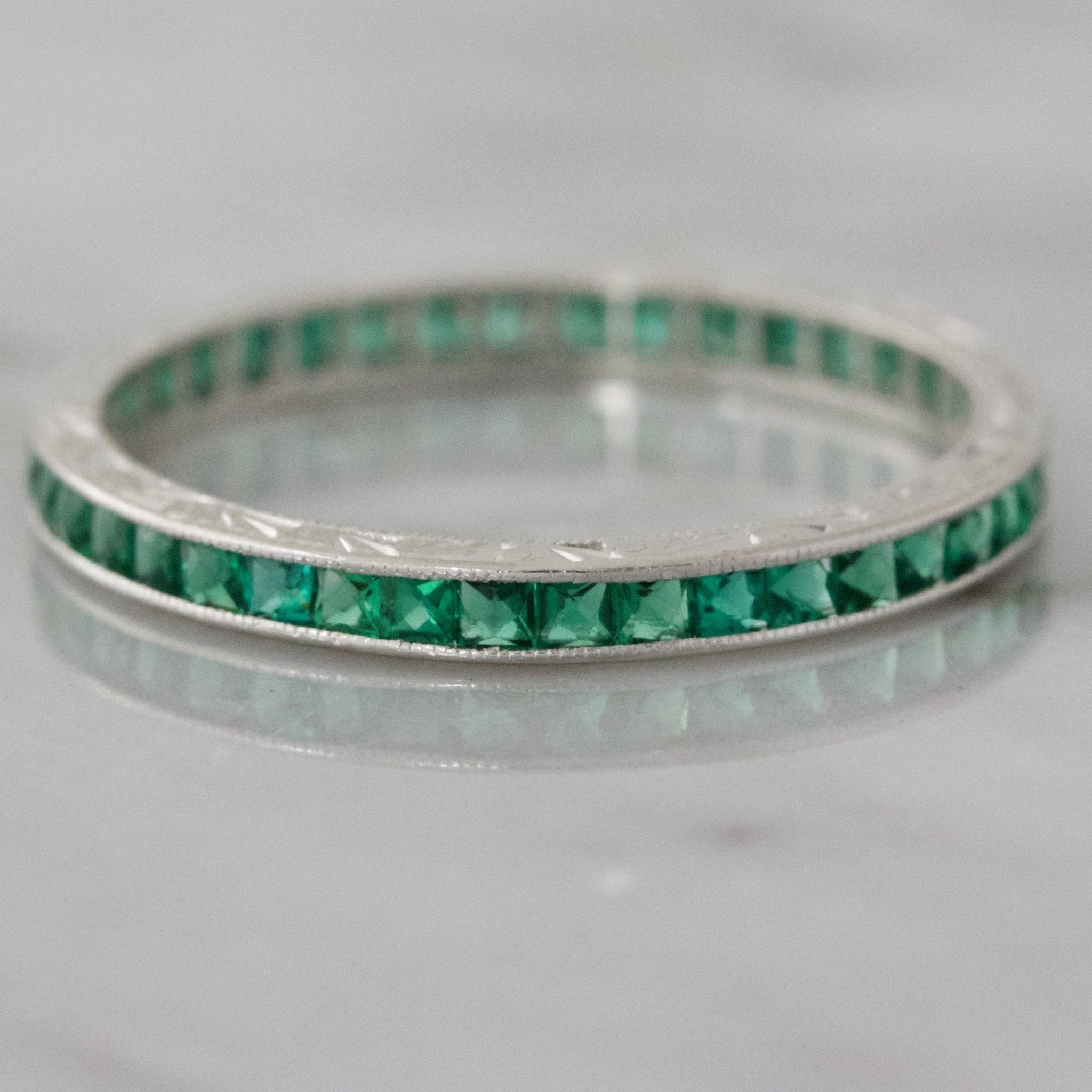 Vintage Emerald Eternity Band | Victor Barbone