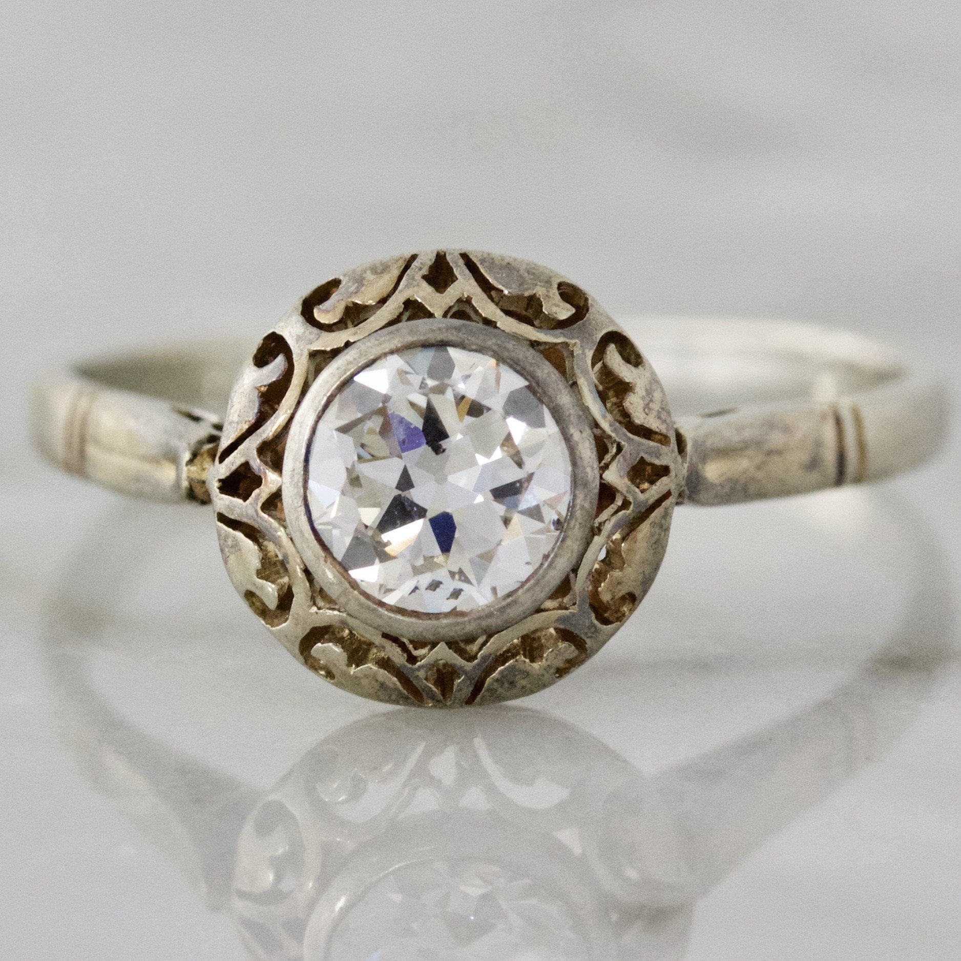 Antique White Gold Engagement Ring | Victor Barbone