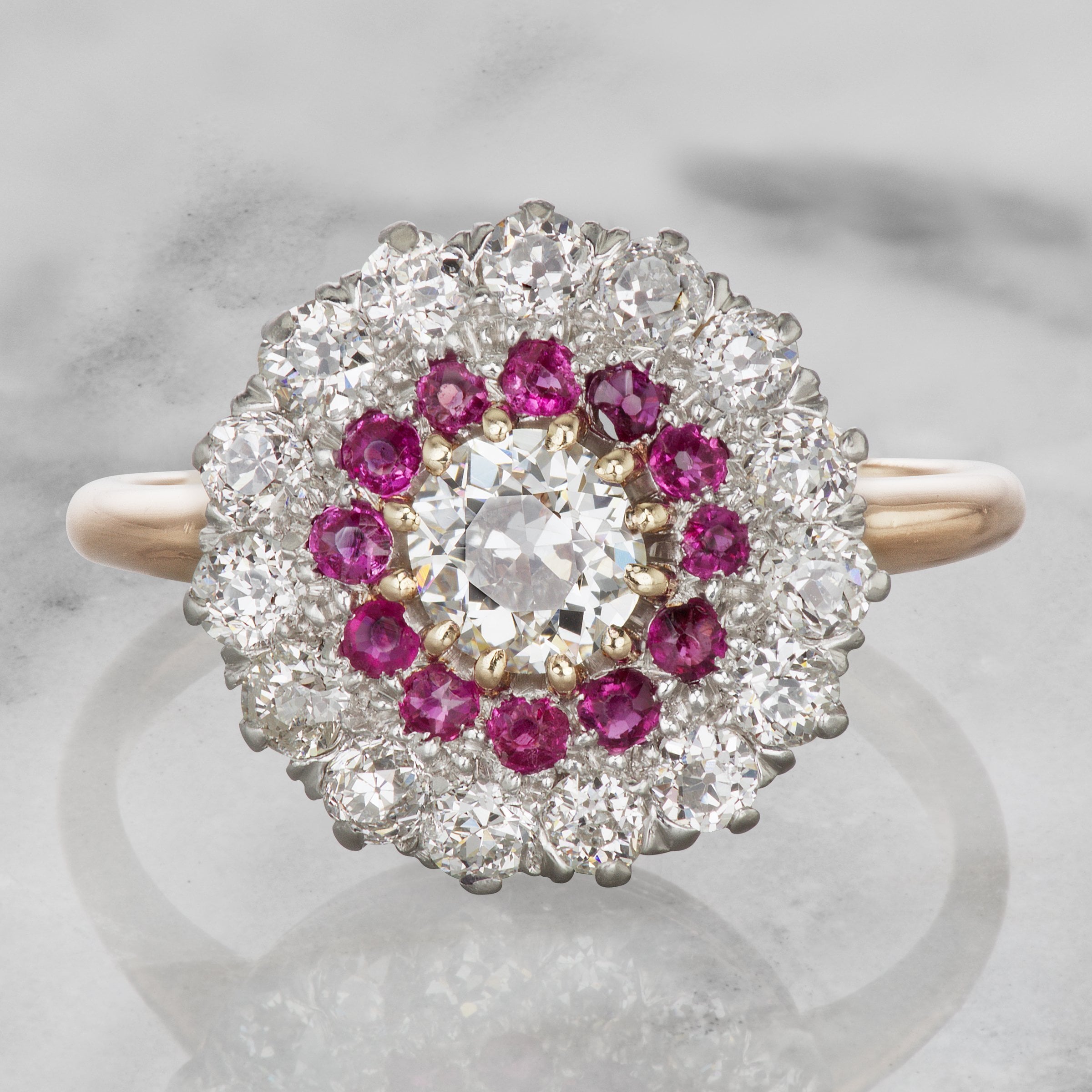 Halo Ruby And Diamond Engagement Ring Circa 1910 | Victor Barbone