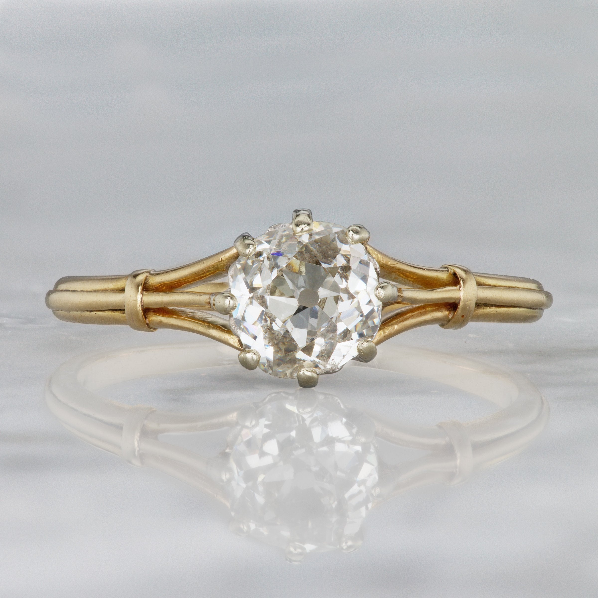 Yellow Gold Split SHank Engagement Ring Circa 1910 | Victor Barbone