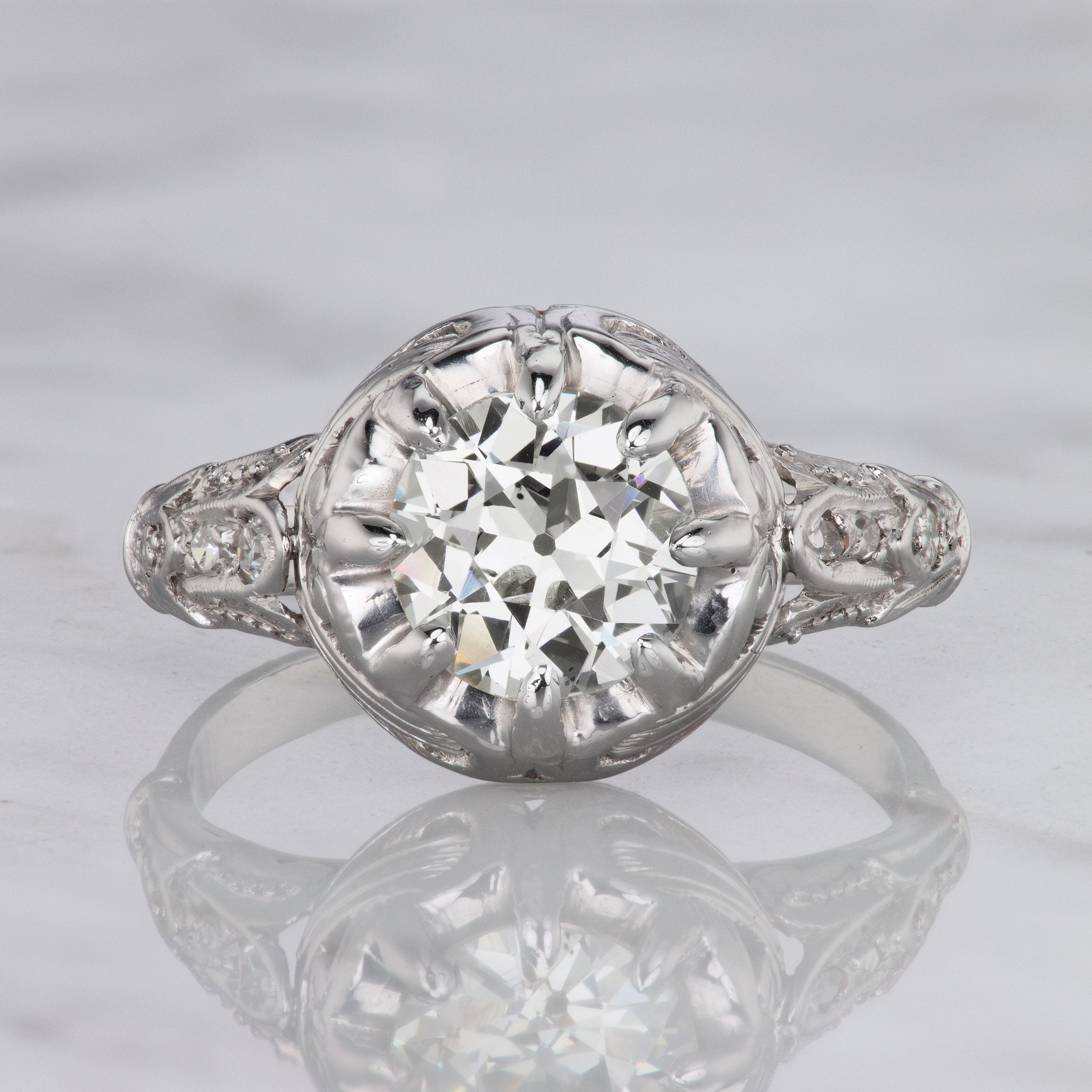 Old European Cut Diamond Engagment Ring - Platinum | Victor Barbone