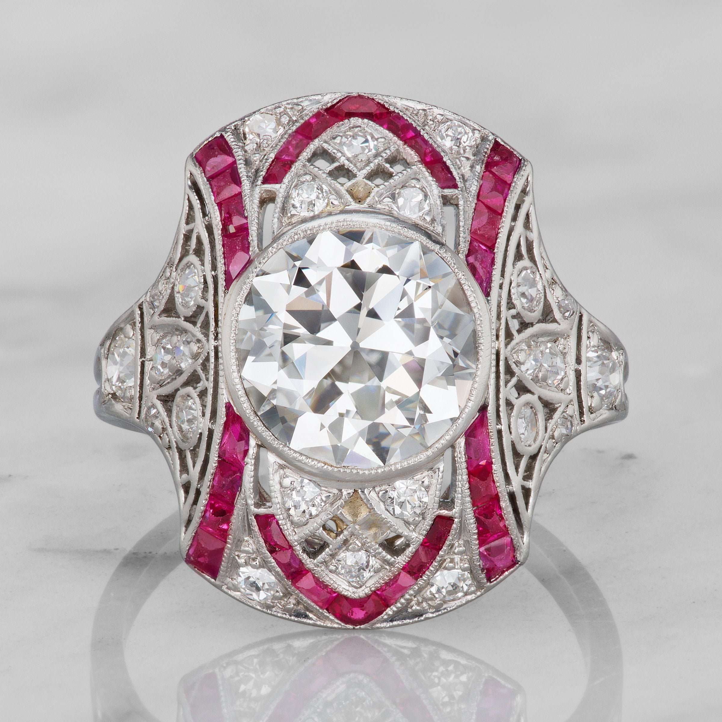 Diamond And Ruby Engagement Ring - Art Deco | Victor Barbone
