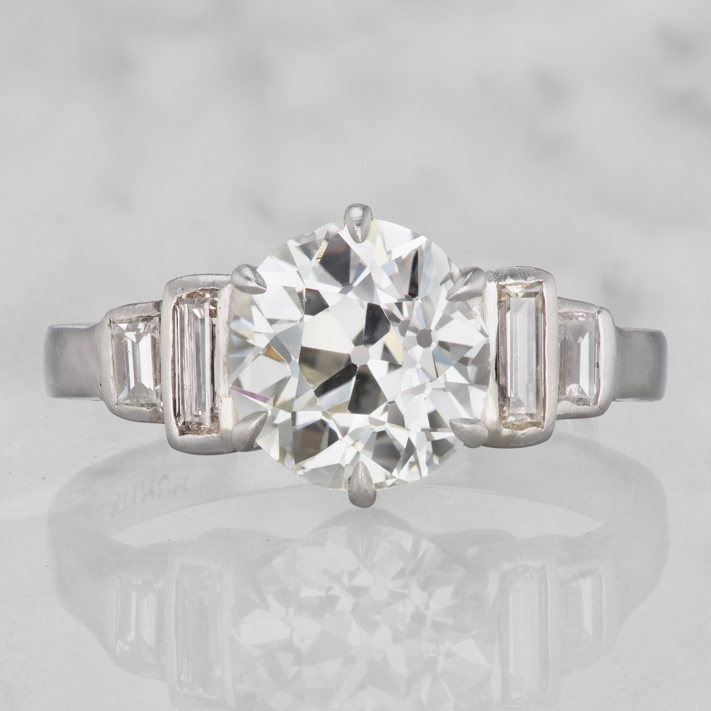 1930 Engagement Ring With Vertical Baguettes | Victor Barbone