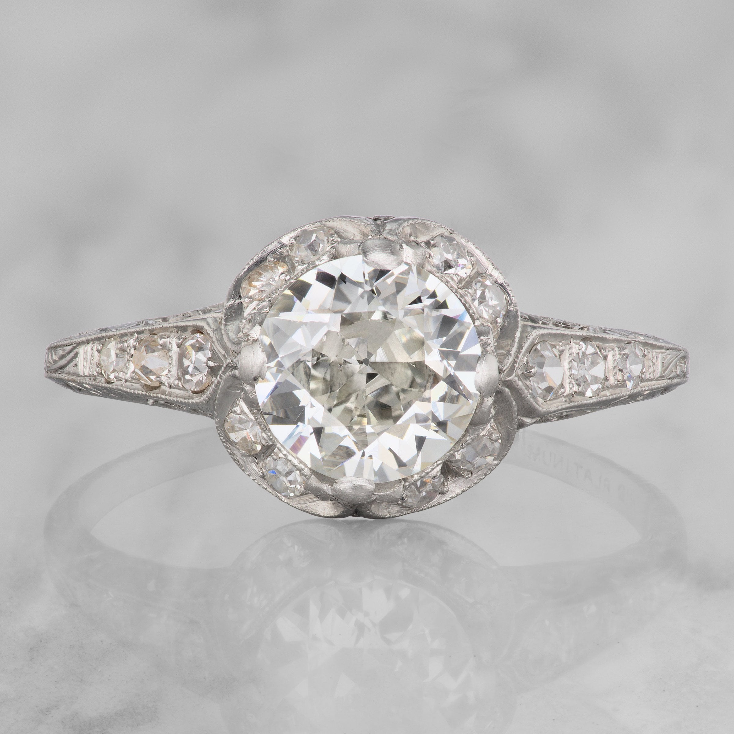 Vintage Platinum Halo Engagement Ring | Victor Barbone