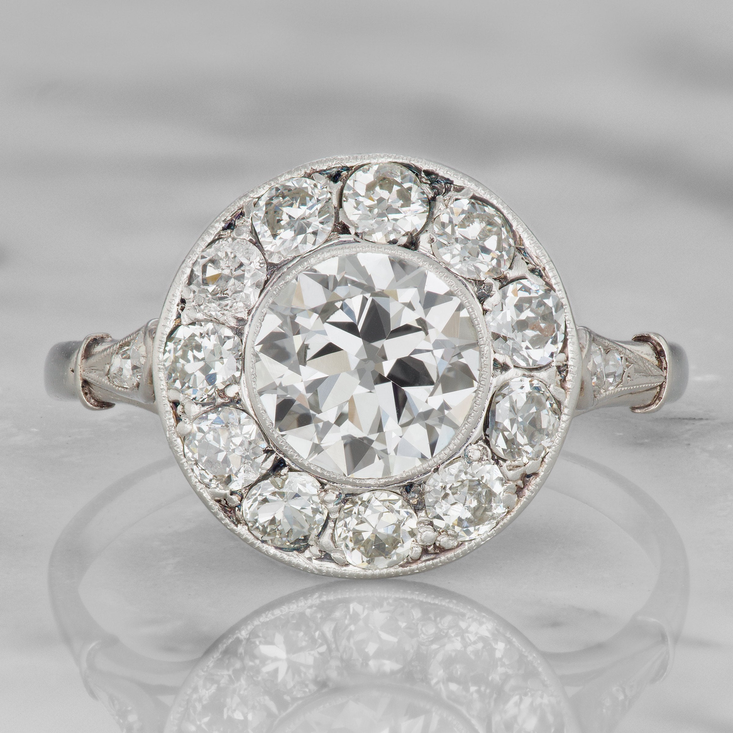 Vintage Platinum Cluster Engagement Ring Circa 1910 | Victor Barbone