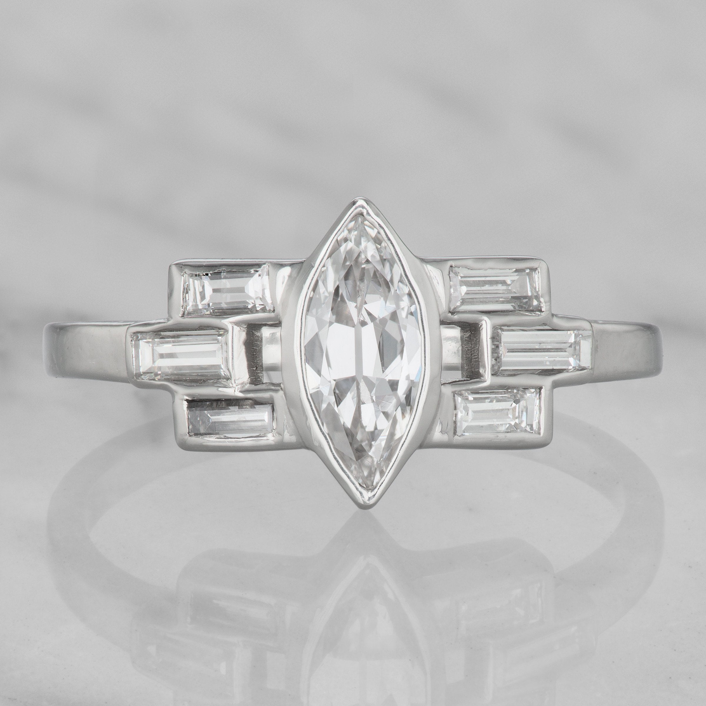 Marquise Diamond Engagement Ring With Baguettes | Victor Barbone