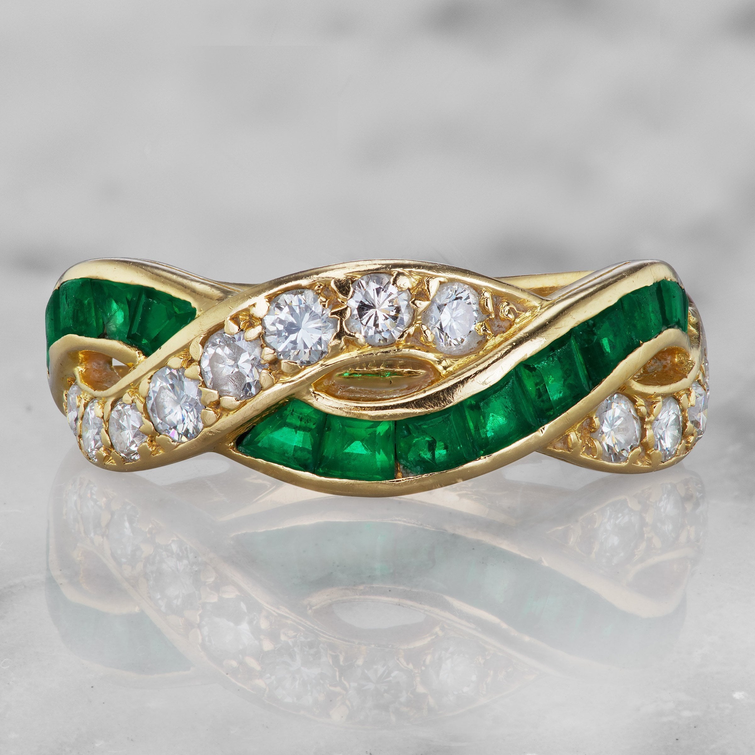Vintage Emerald & Diamond Wedding Ring - Tiffany & Co | Victor Barbone