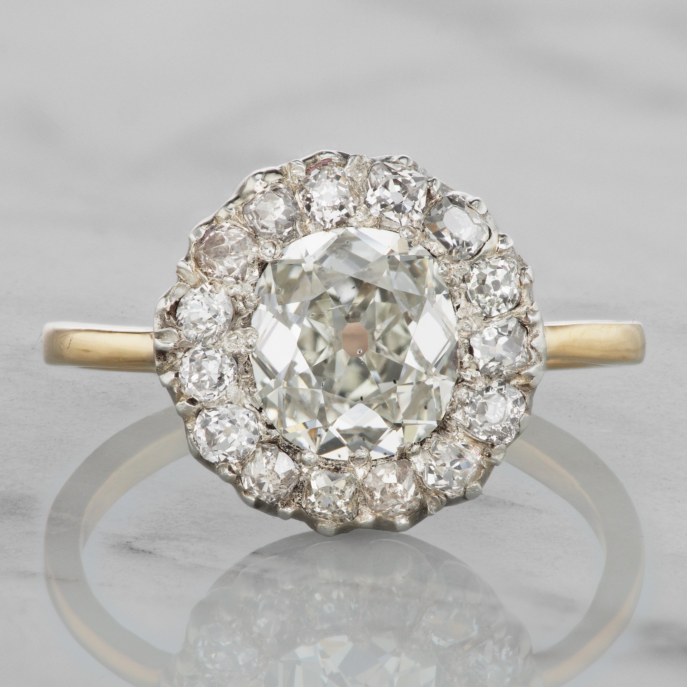 Antique Diamond Cluster Engagement Ring - Low Profile | Victor Barbone