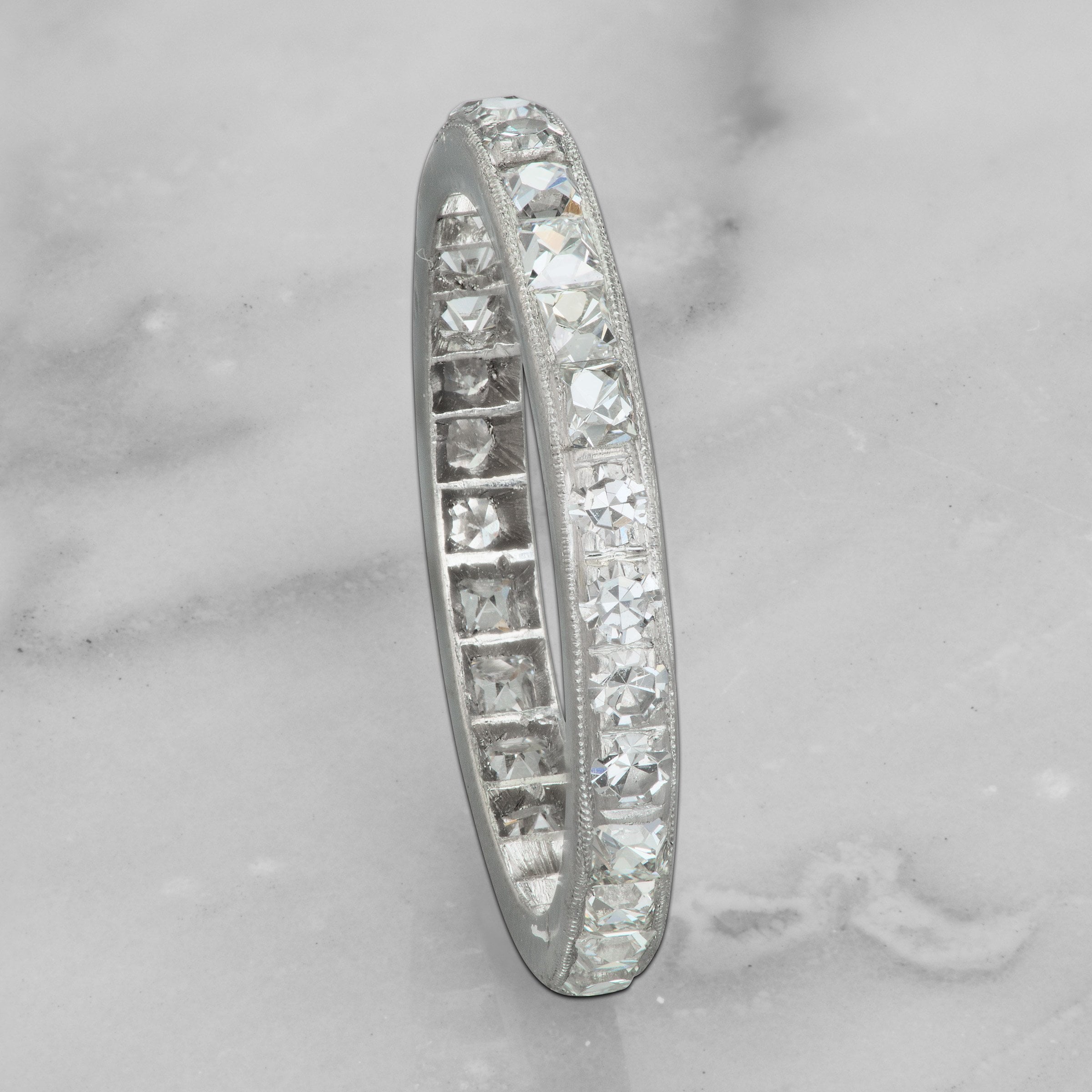 Thin Platinum Diamond Wedding Band - Circa 1920 | Victor Barbone