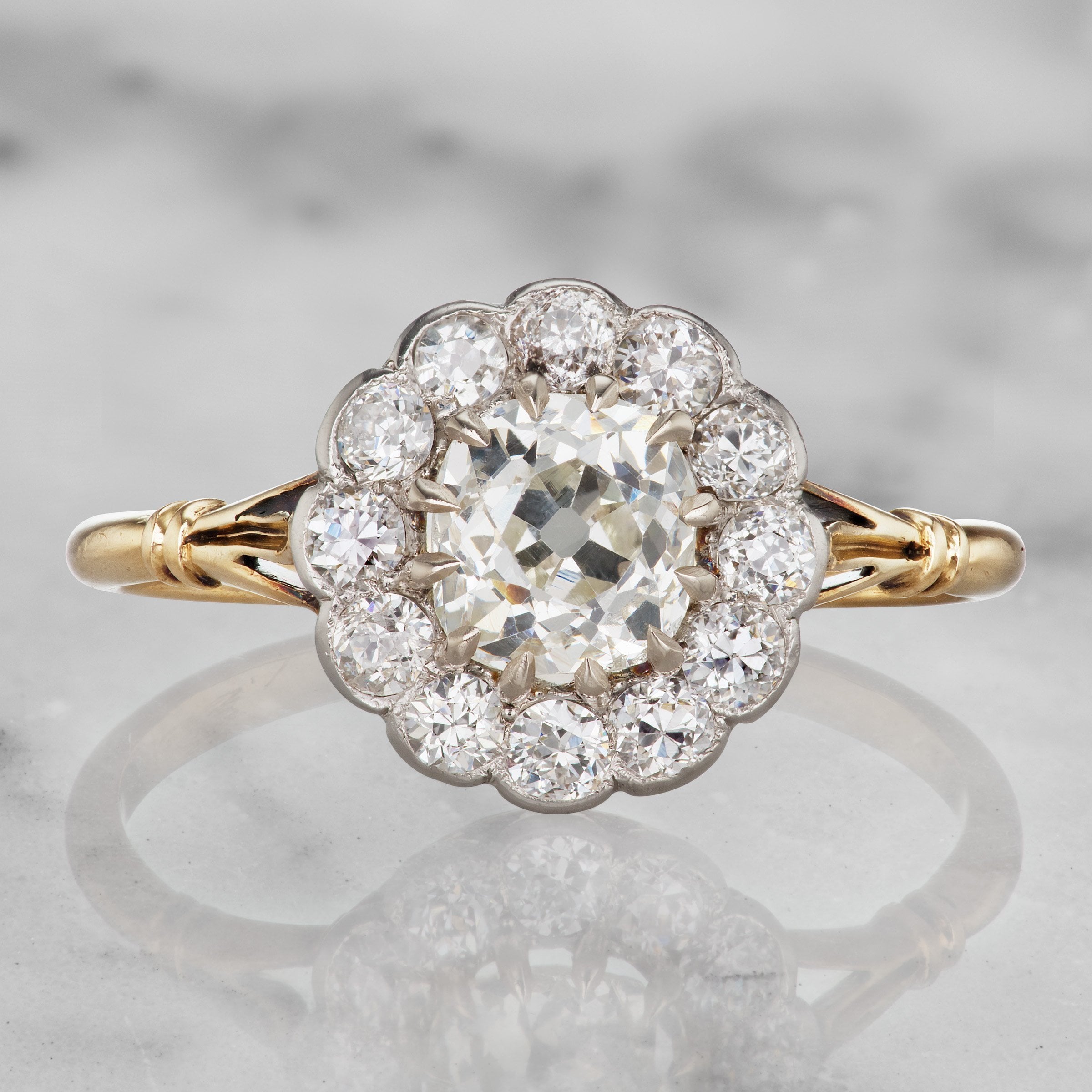 Vintage Cushion Cut Halo Engagement Ring | Victor Barbone