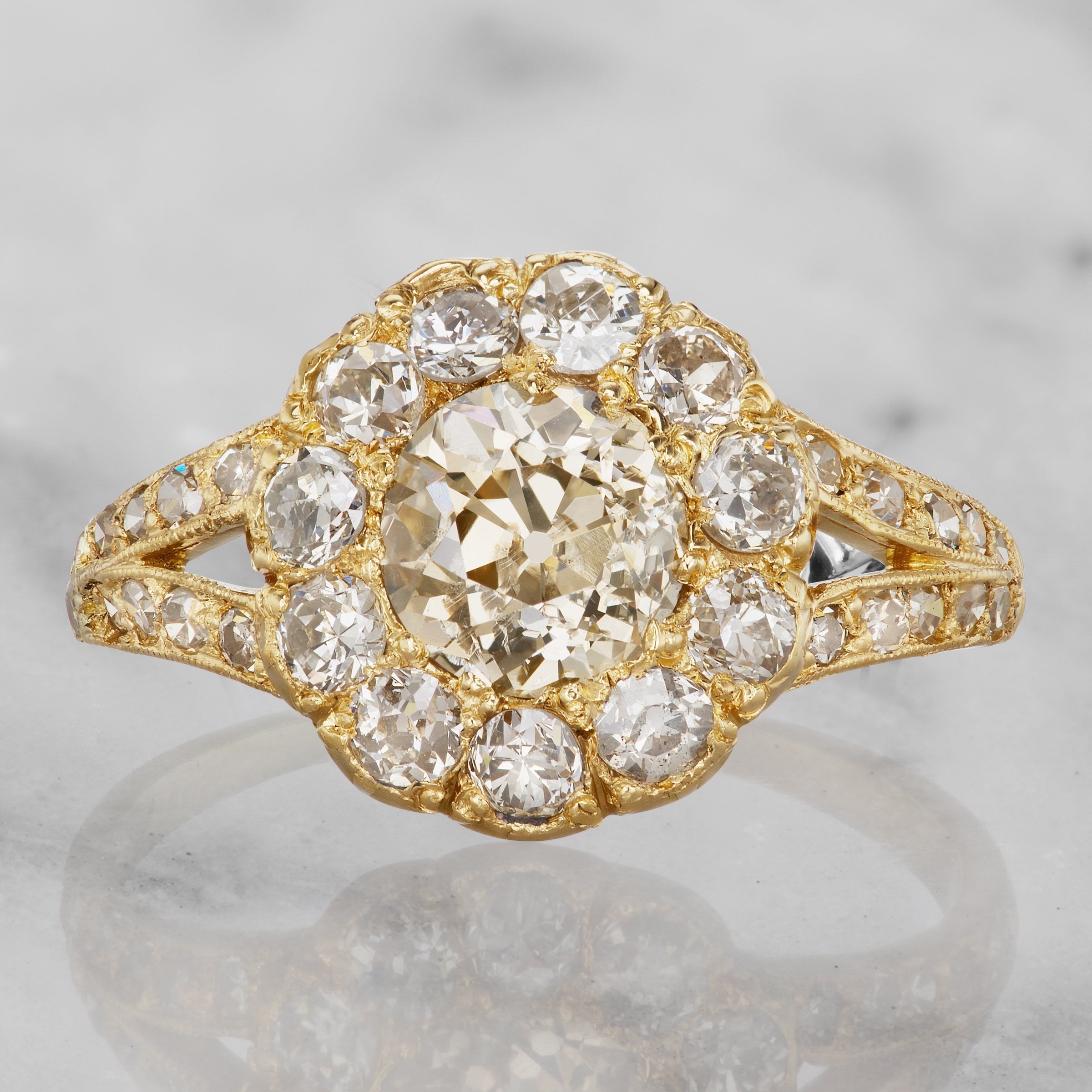 Split Shank Halo Diamond Engagement Ring Circa 1905 | Victor Barbone