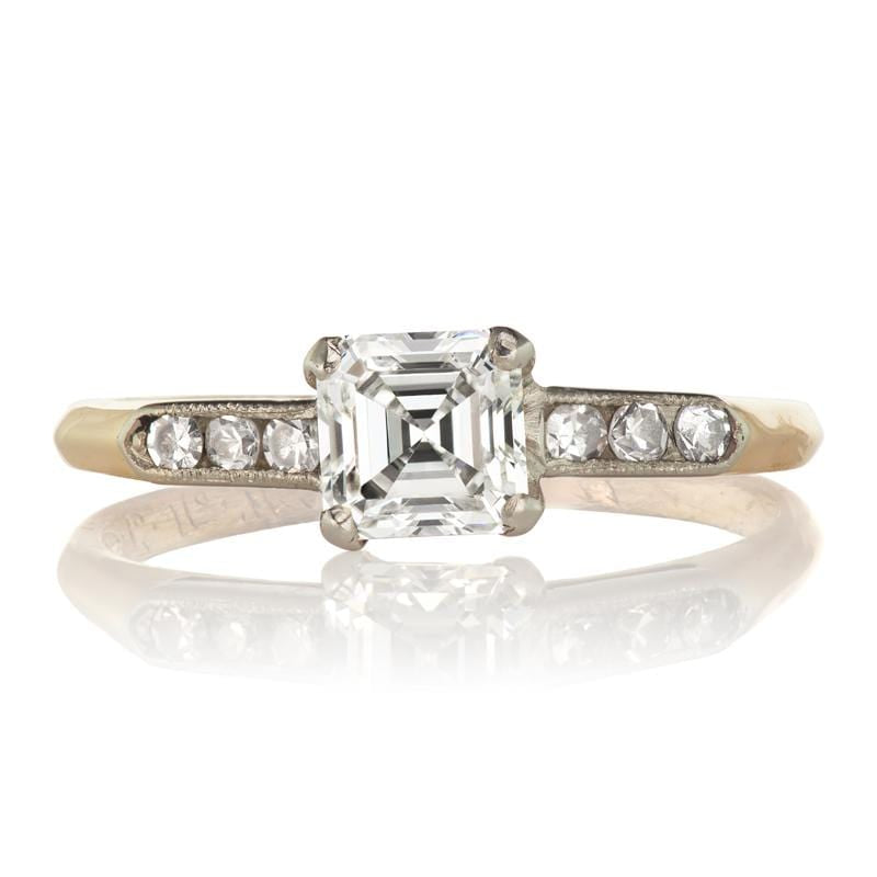 Two Tone Asscher Cut Diamond Engagement Ring