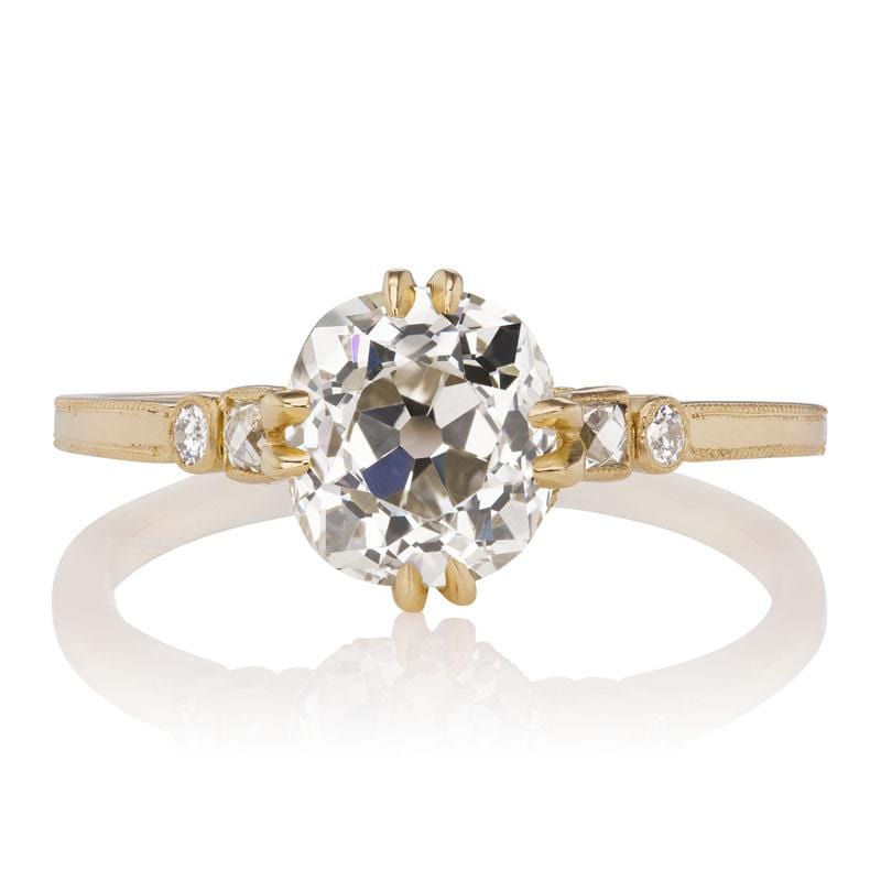 1.61 ct Diamond flanked by French & Old European Cut Diamonds