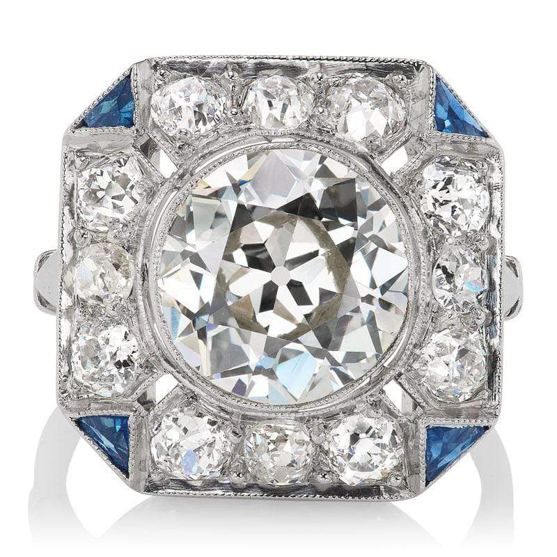 Unique Art Deco Era Diamond & Sapphire Ring 